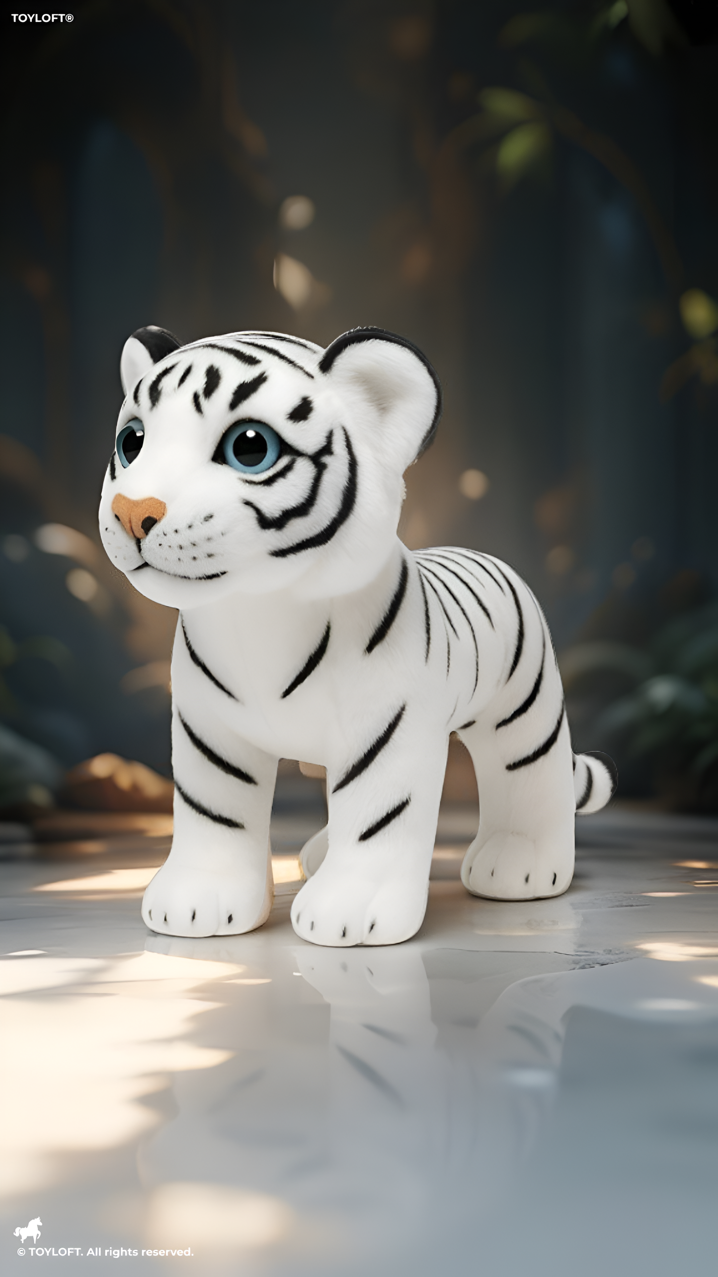 35cm White Tiger Cub Plush Toy with Blue Eyes – Realistic Soft Stuffed Animal ST14967.