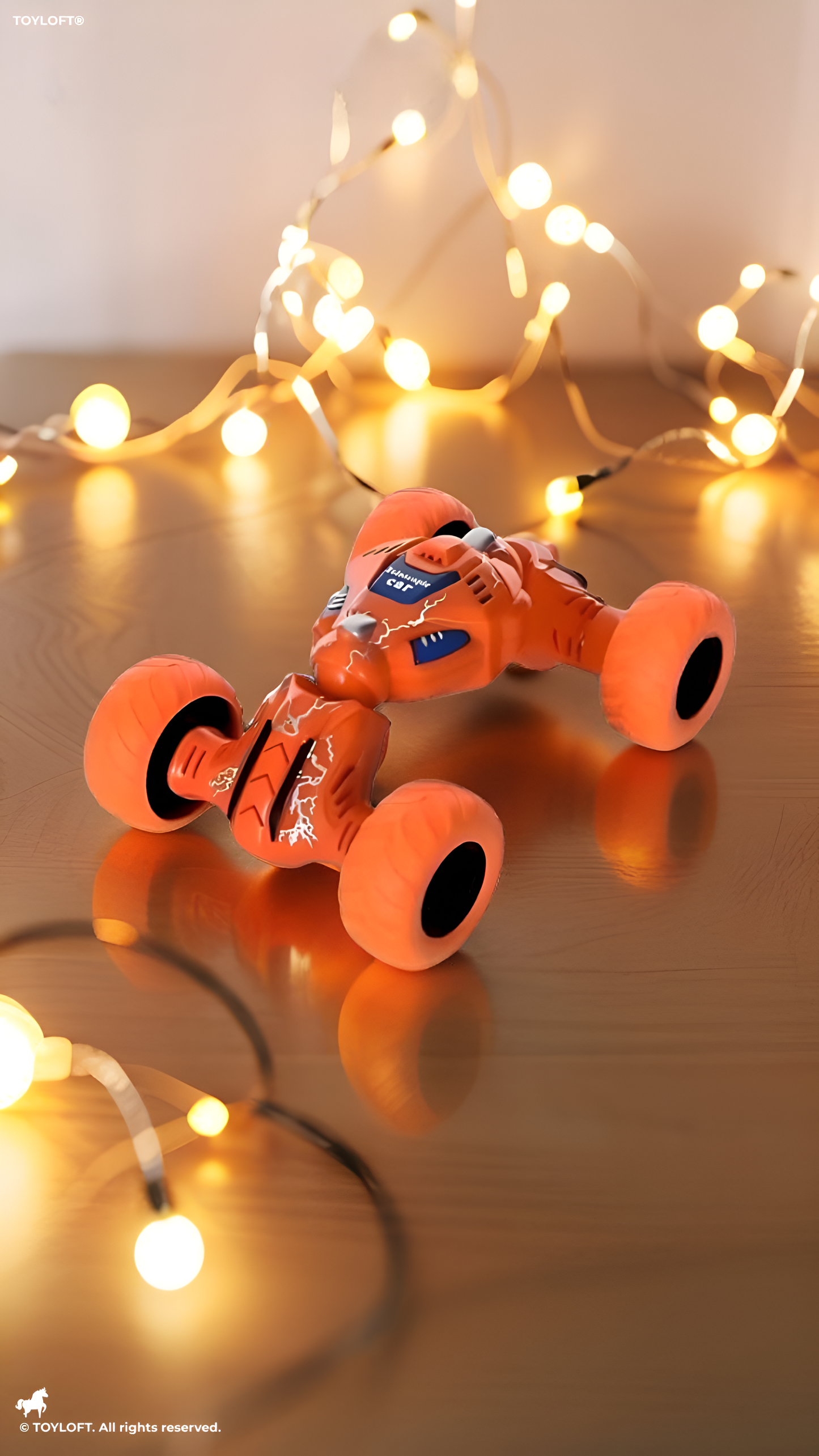 Orange RC Stunt Car - 2.4GHz Remote Control Off-Road Racing Vehicle, 4WD Double-Sided Flip & 360° Rotation Toy Car, Electric All-Terrain Monster Truck for Kids TV2053