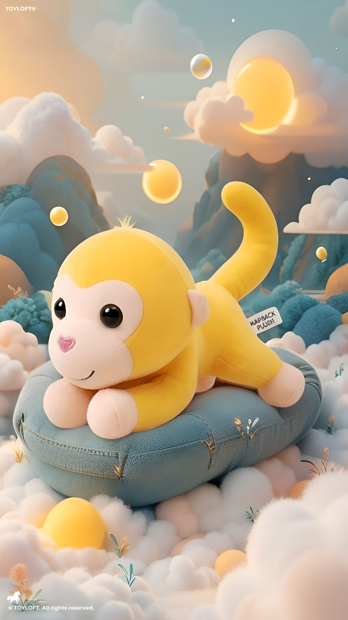 8-Inch Monkey Plush Toy with Long Tail – Soft Stuffed Animal Toy Yellow ST14177.