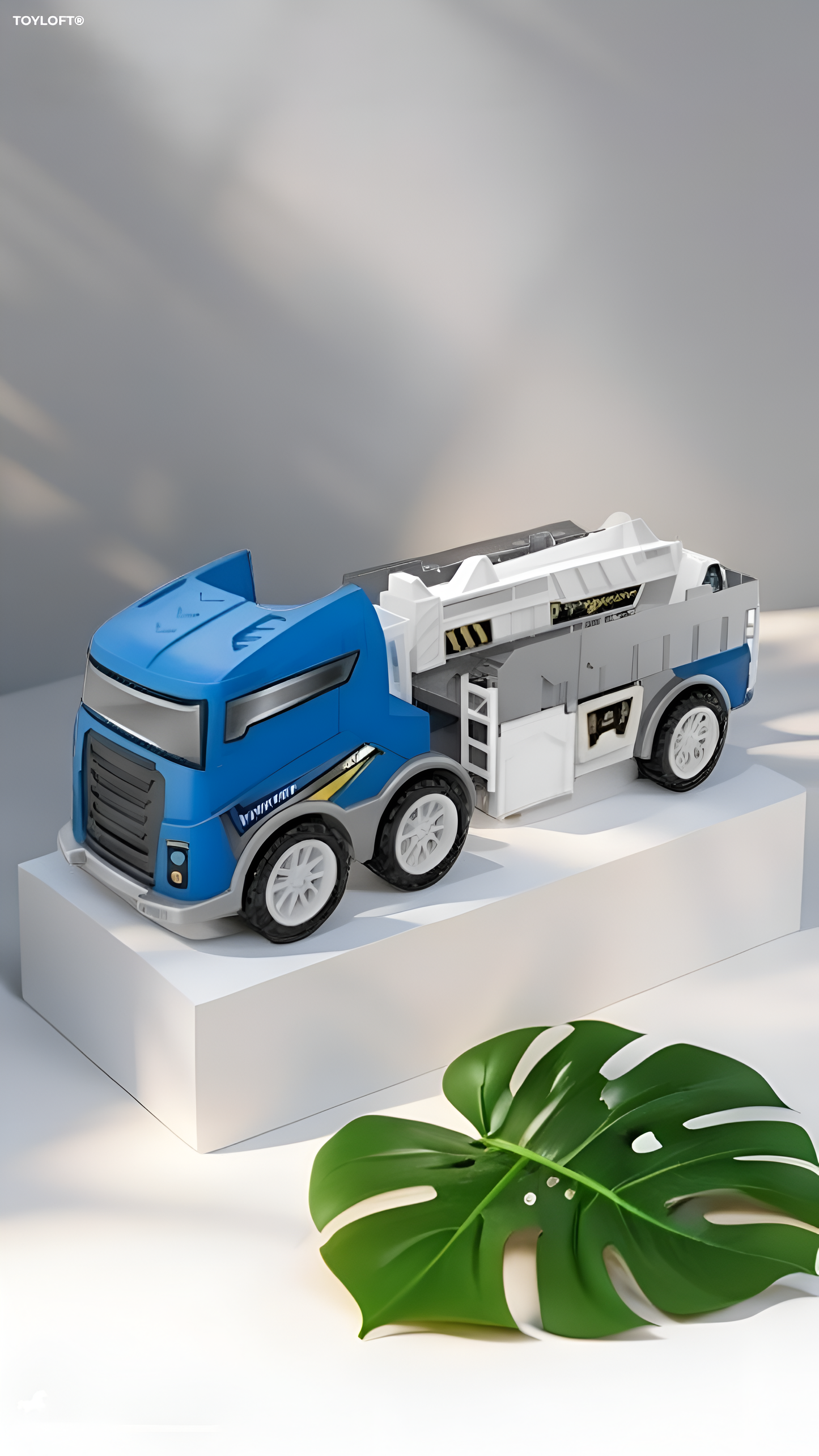 2-in-1 Mega Storage Truck & Racing Track Set – Toy Car Transporter with 4 Die-Cast Cars, Transforming Playset MD3578.