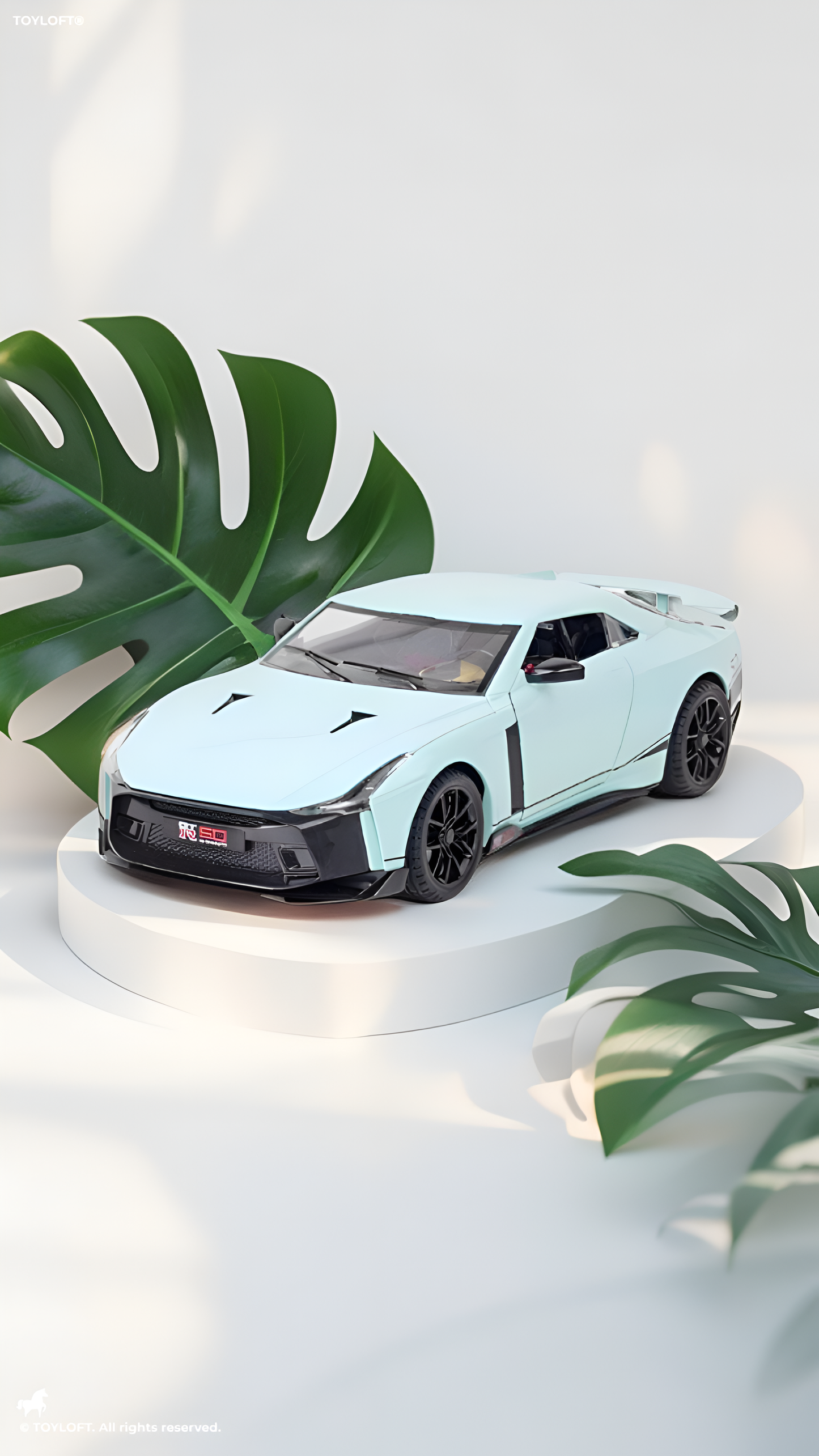 Nissan GT-R50 by Italdesign Diecast Model Car - 1/24 Scale Light blue Special Edition - Collectible Toy Car with Pull-Back Action, Lights, and Sound - Perfect Gift for Car Enthusiasts LMI15124
