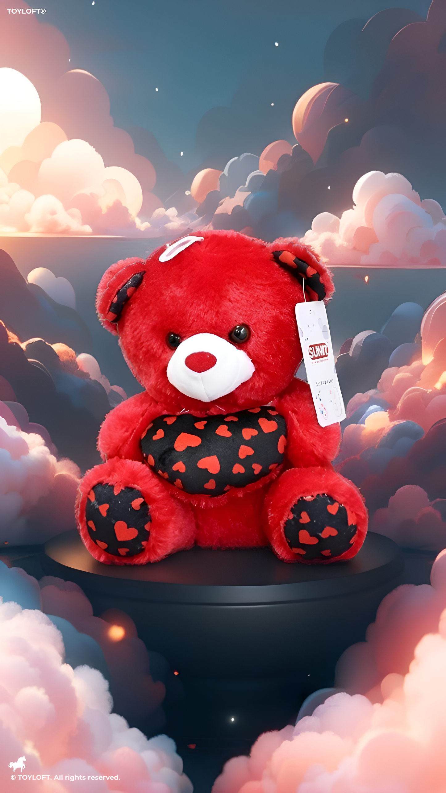 Cute 21cm Plush Stuffed Teddy with Red & Black Heart Red ST16170.