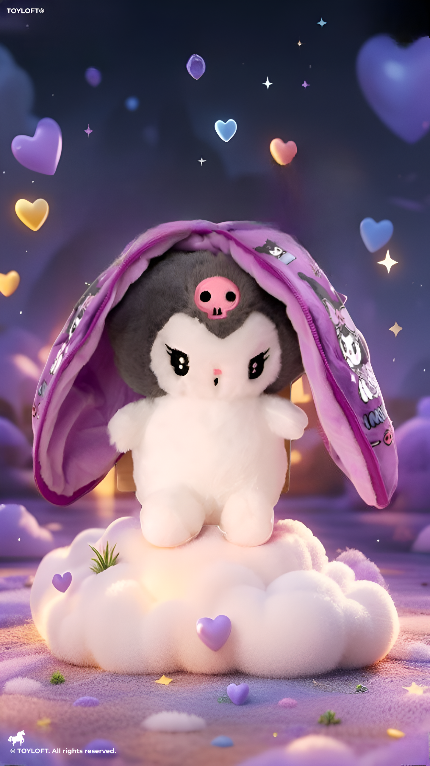 Kawaii Kuromi Bunny Plush - Purple Stuffed Soft Plush Toy with Skull For Kids ST15153