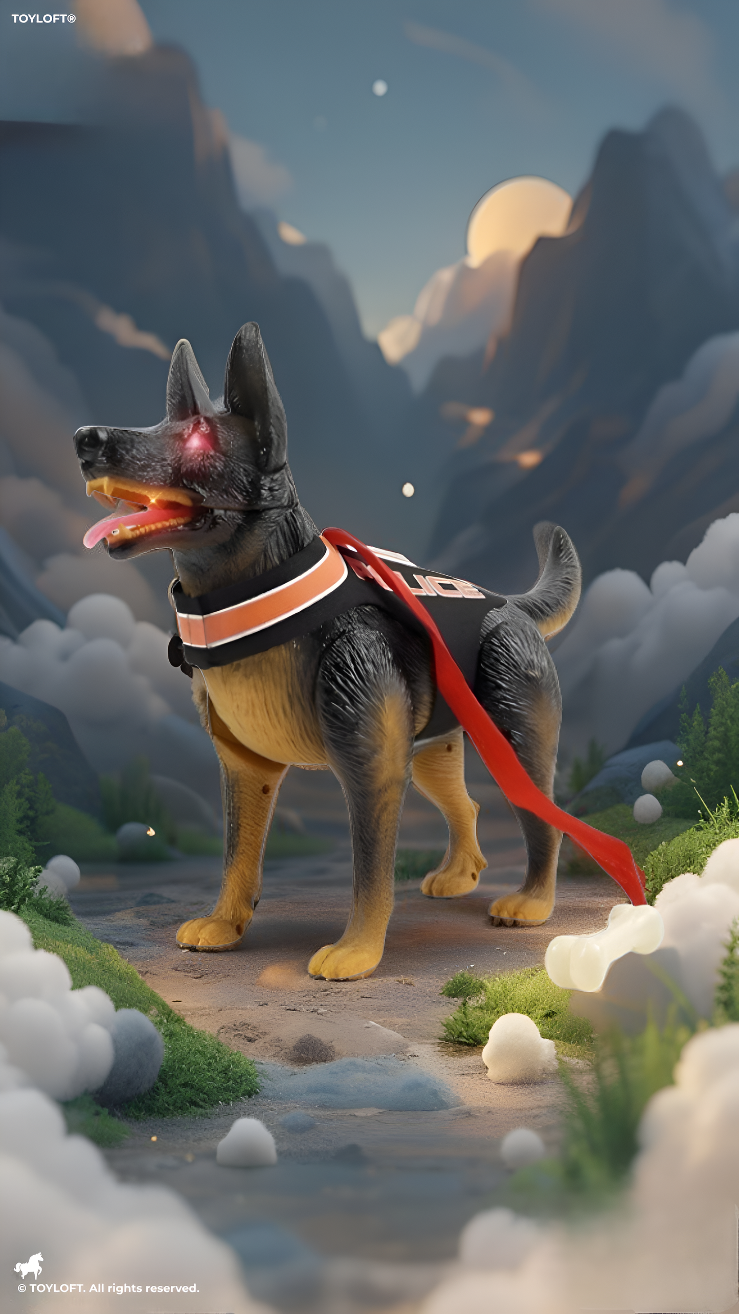 Walking German Shepherd Police Dog Toy – Battery Operated with Barking Sound TV6796.