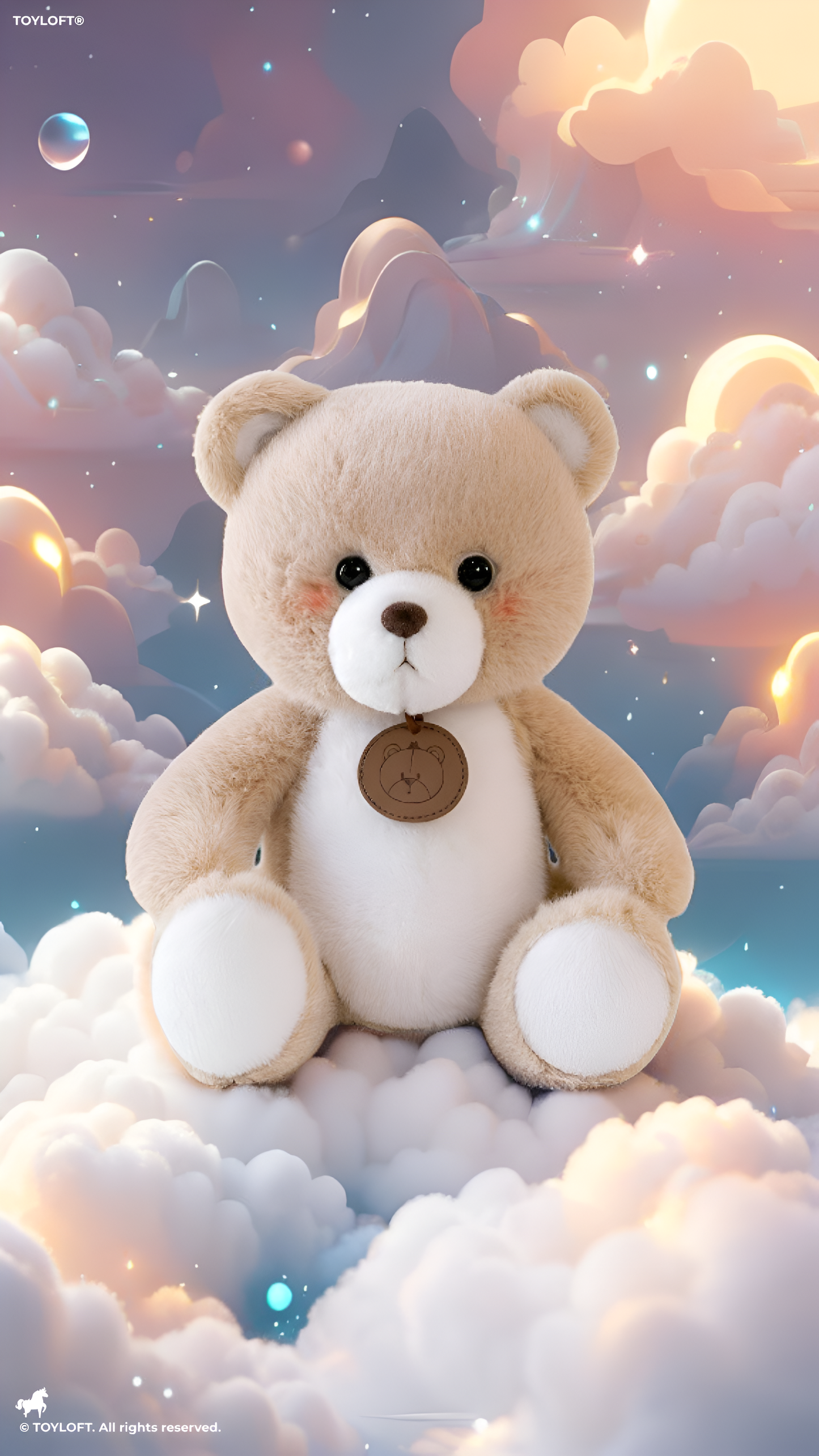 Teddy Bear – 30cm Premium Plush Ultra-Soft Stuffed Animal Toy with Embroidered Leather Medallion, Cream & Tan Nursery Décor Gift for Babies & Kids ST14532