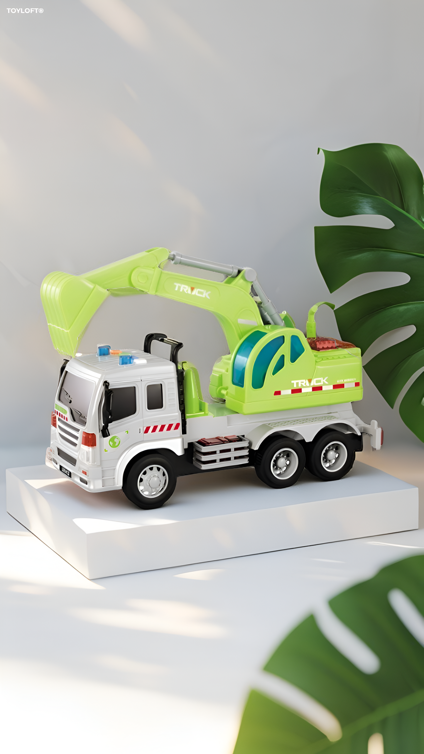 1:16 Scale Excavator Toy Truck – Friction Powered Construction Vehicle with Lights & Sound TV4055.