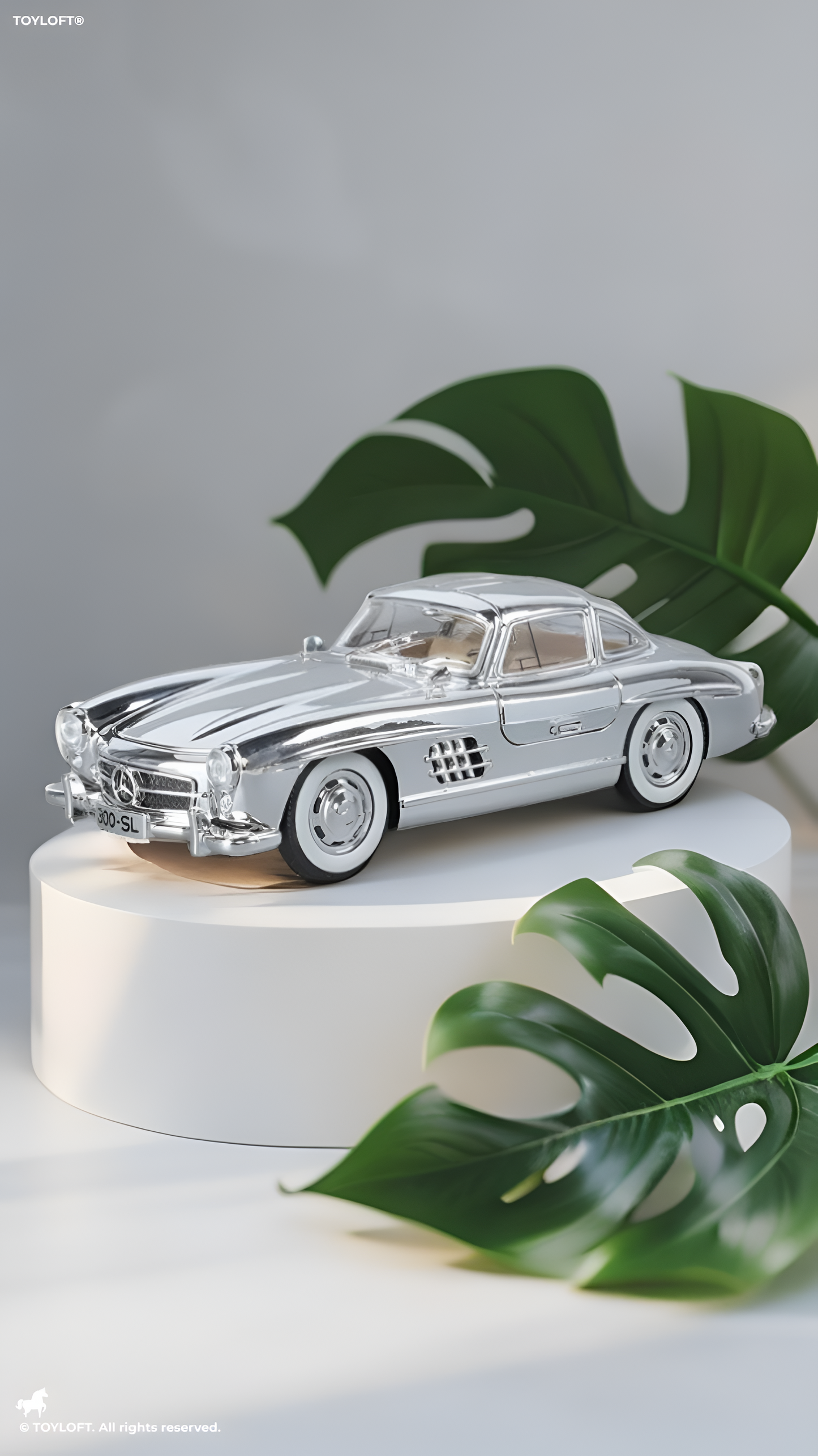 Mercedes-Benz 300SL – Silver Diecast Alloy Metal Model Toy - Scale 1:24 Vintage Car LMI15633