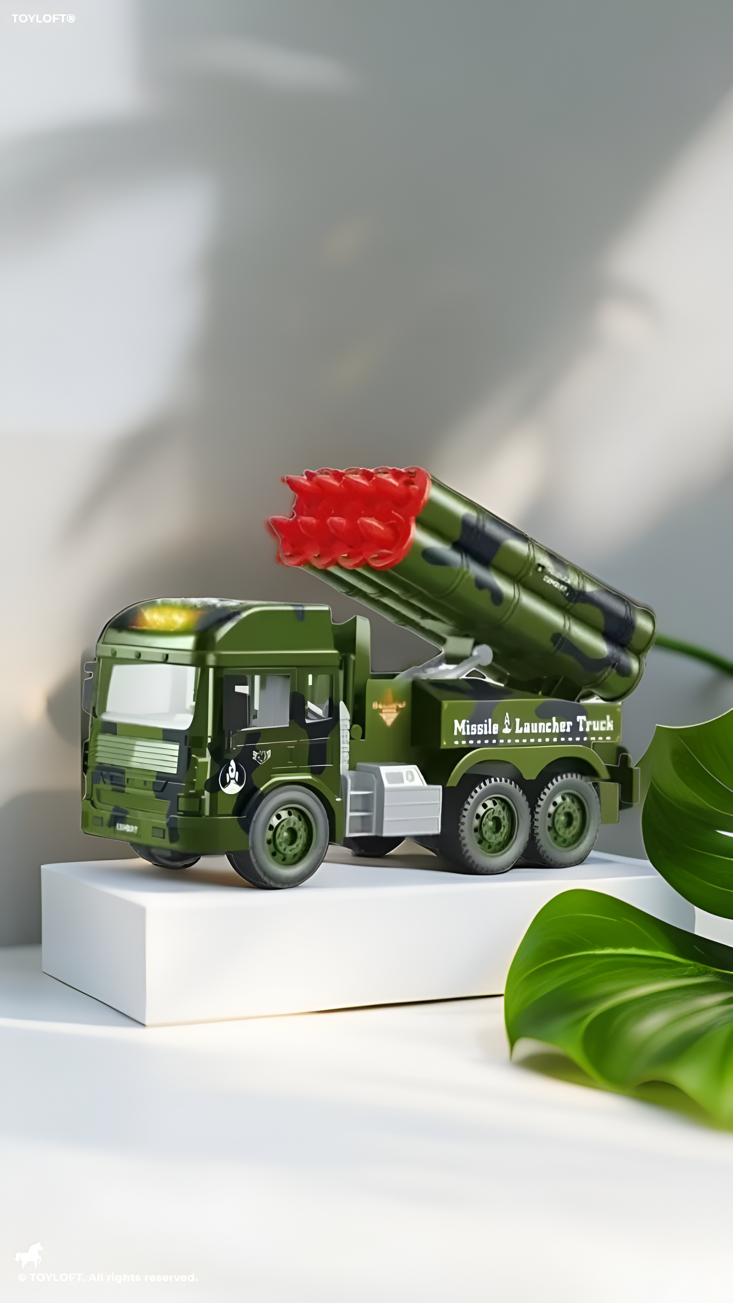 Blaze Launcher Truck - Friction Powered Military Missile Vehicle with Lights & Sound | Tactical Strike Toy -  MS12060