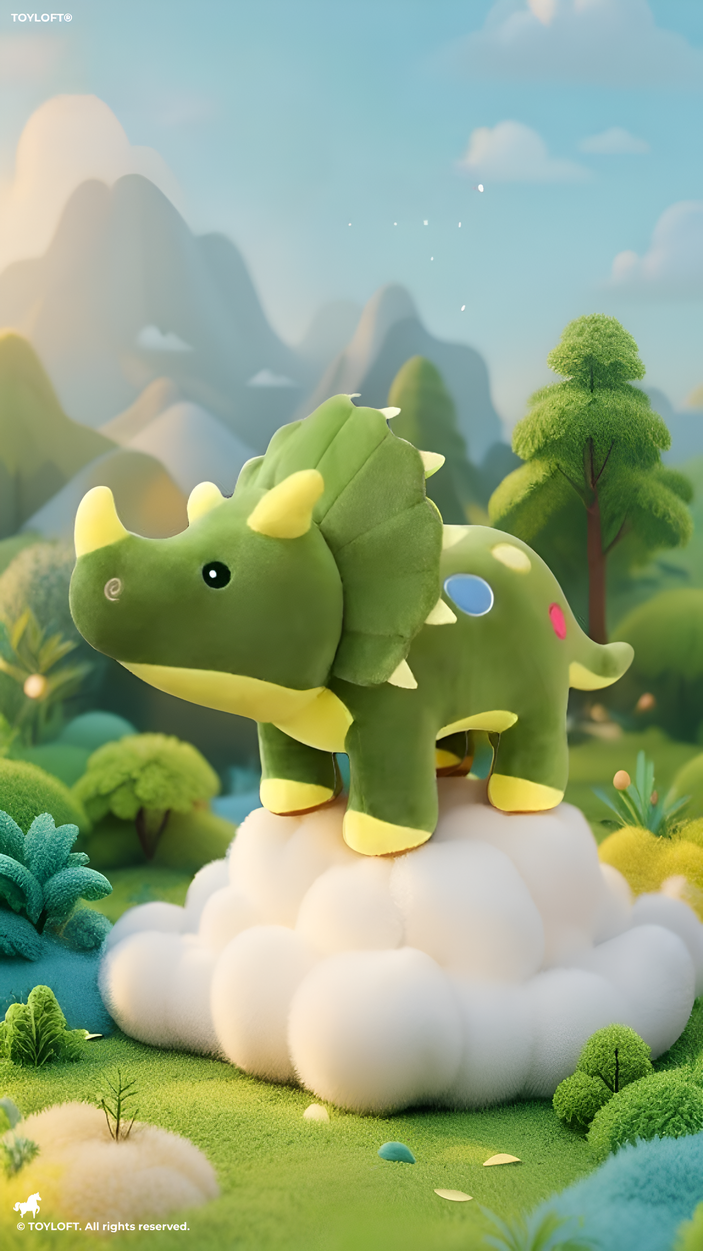 Green Triceratops Plush Dinosaur 8-Inch Soft Toy ST14748.