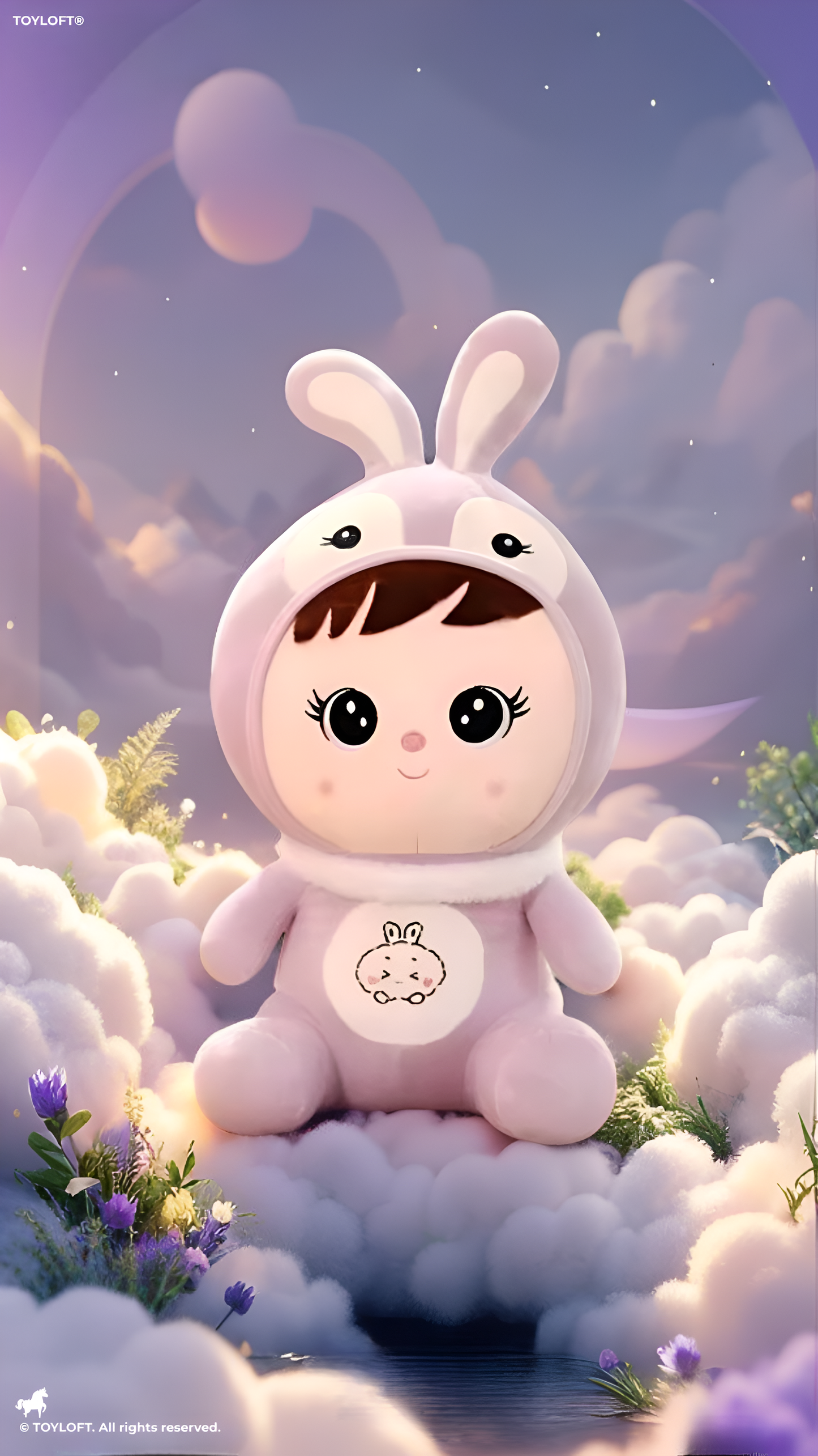 Kawaii Plush Doll – Anime Chibi Plushie Onesie with Removable Hood Lavender ST8920.