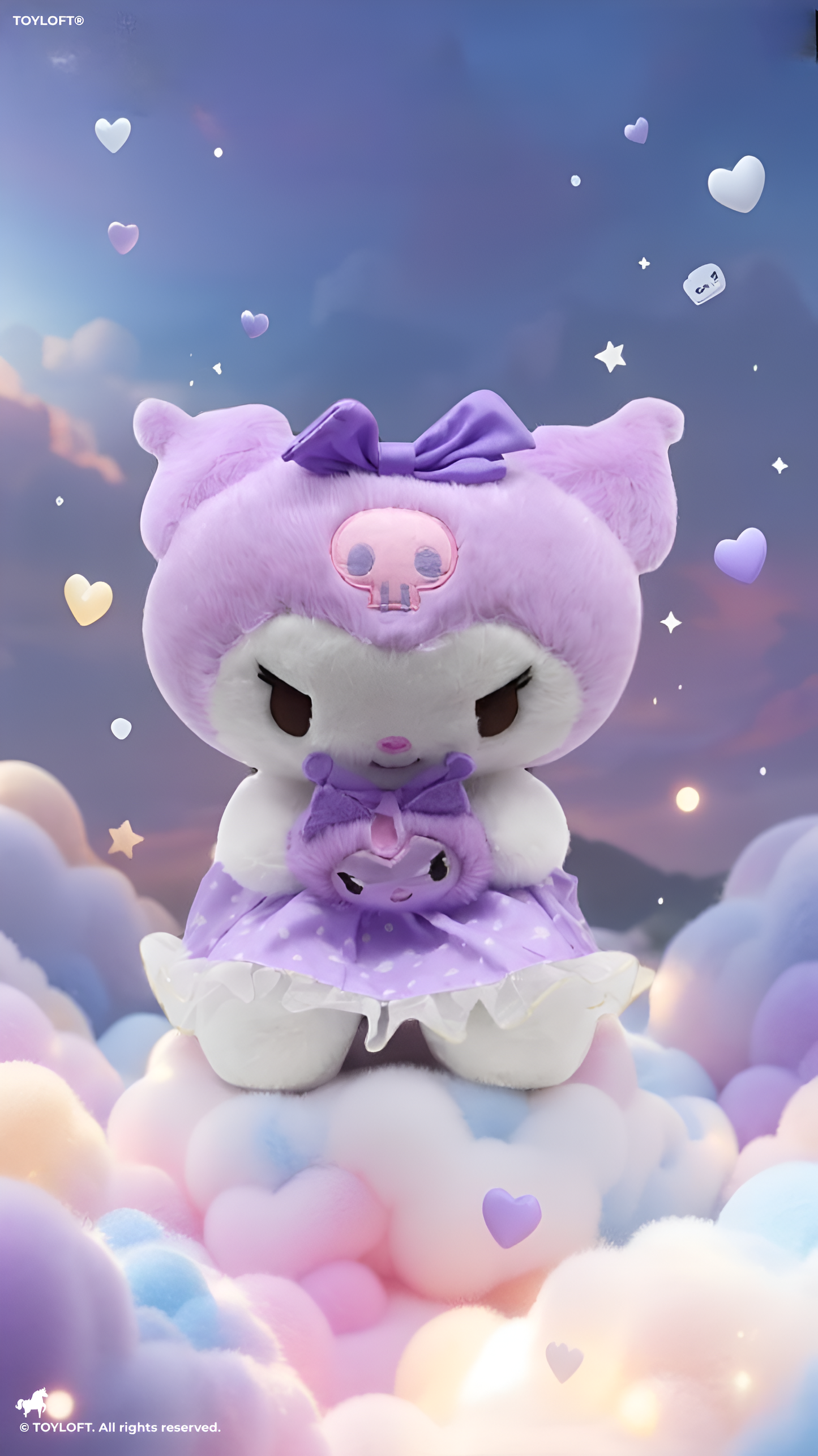 Lavender Kuromi Plush Doll 8-Inch – Gothic Lolita Cute Collectible Soft Toy ST15967.