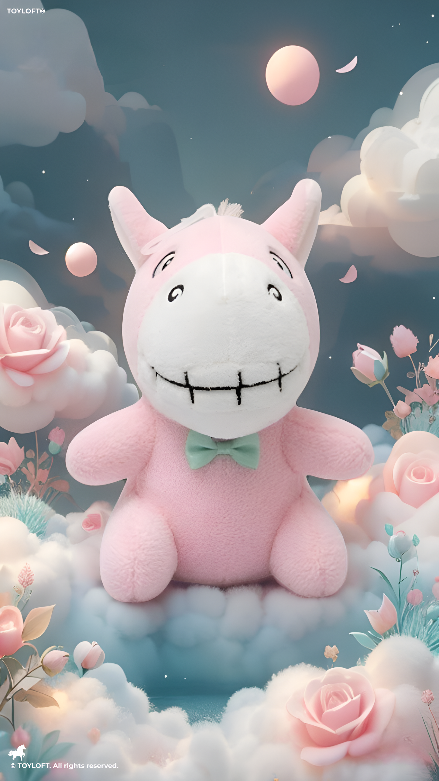 8-Inch Donkey Plush Stuffed Animal with Stitched Smile and Polka Dot Bow Tie Pink ST11613.