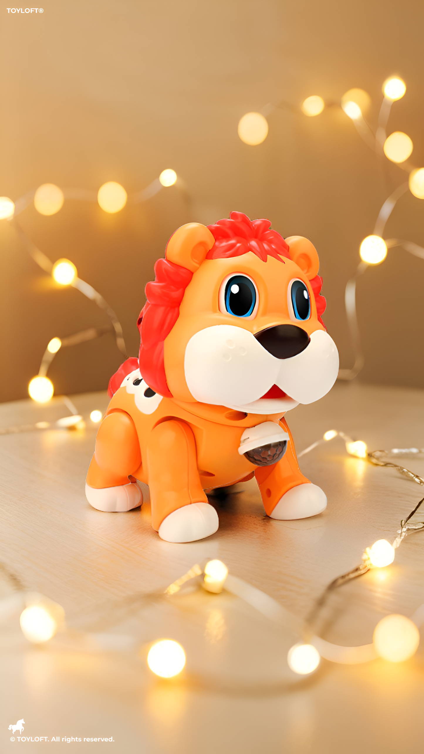 Musical Walking Lion Toy – LED Lights, Tail Wagging & Crawling Fun TV5158.