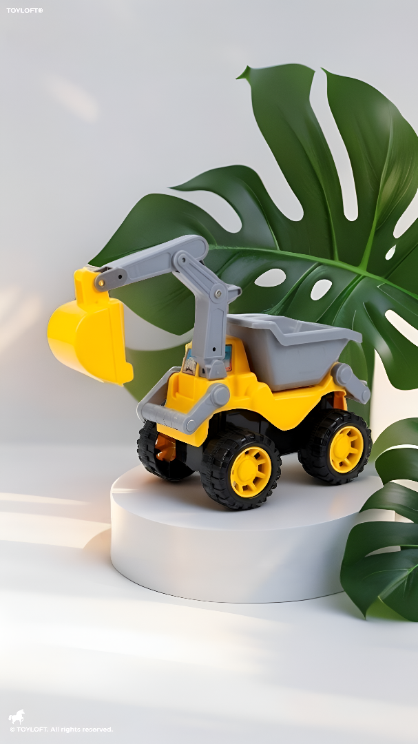 2-in-1 Kids Construction Truck Toy – Friction Powered Excavator & Dump Truck TV3529.