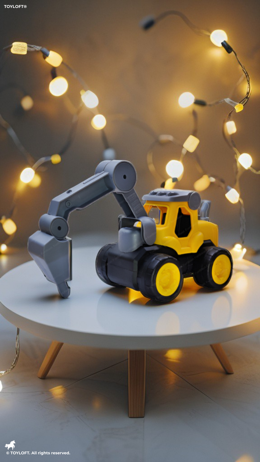 Yellow & Grey Kids Construction Excavator Toy Truck – Durable Sand Digger for Toddlers, Heavy-Duty Play Vehicle with Movable Arm LMI8813