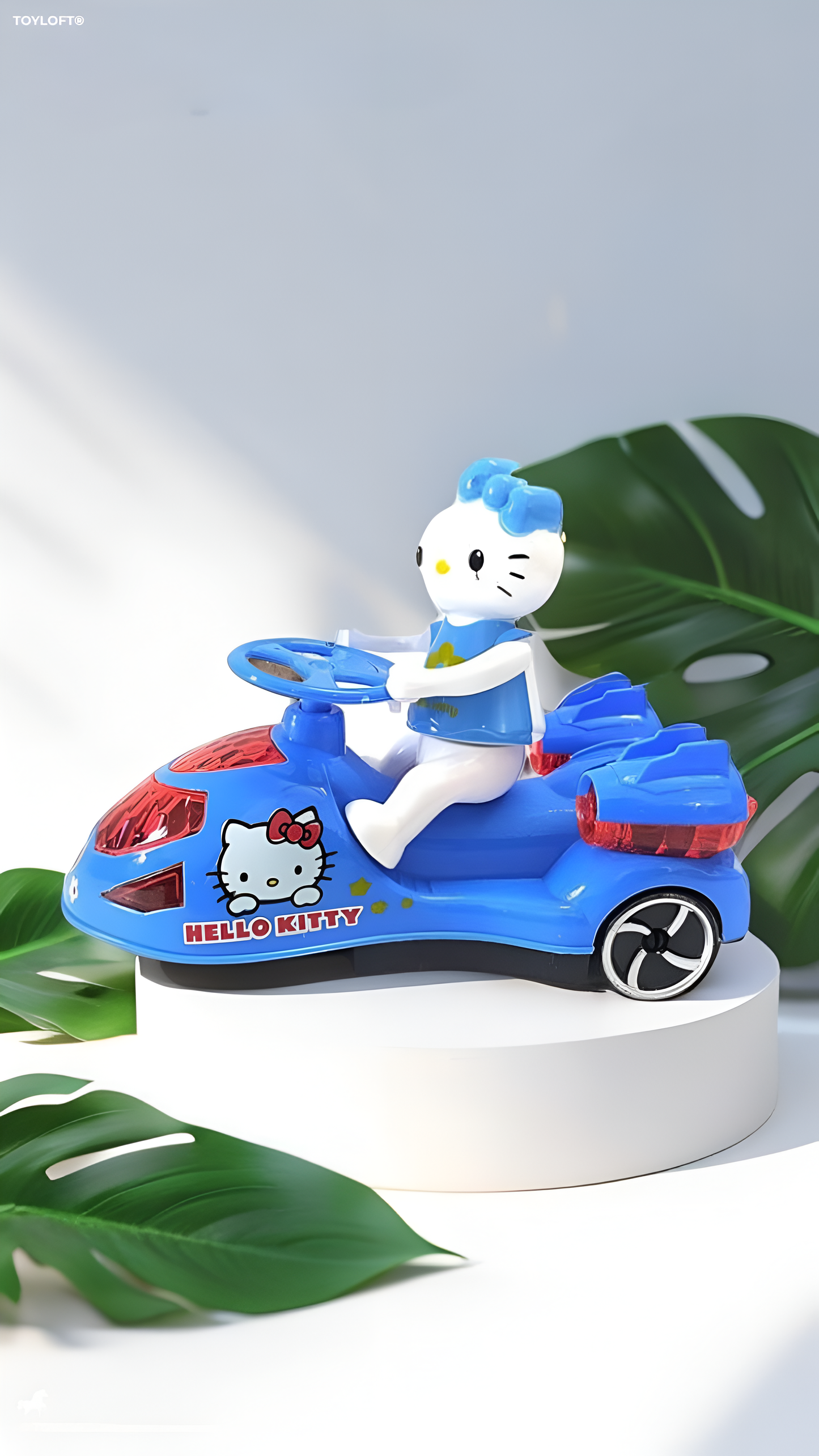 Kitty Car For Kids With 3D Light & Sound - Blue (L-62)