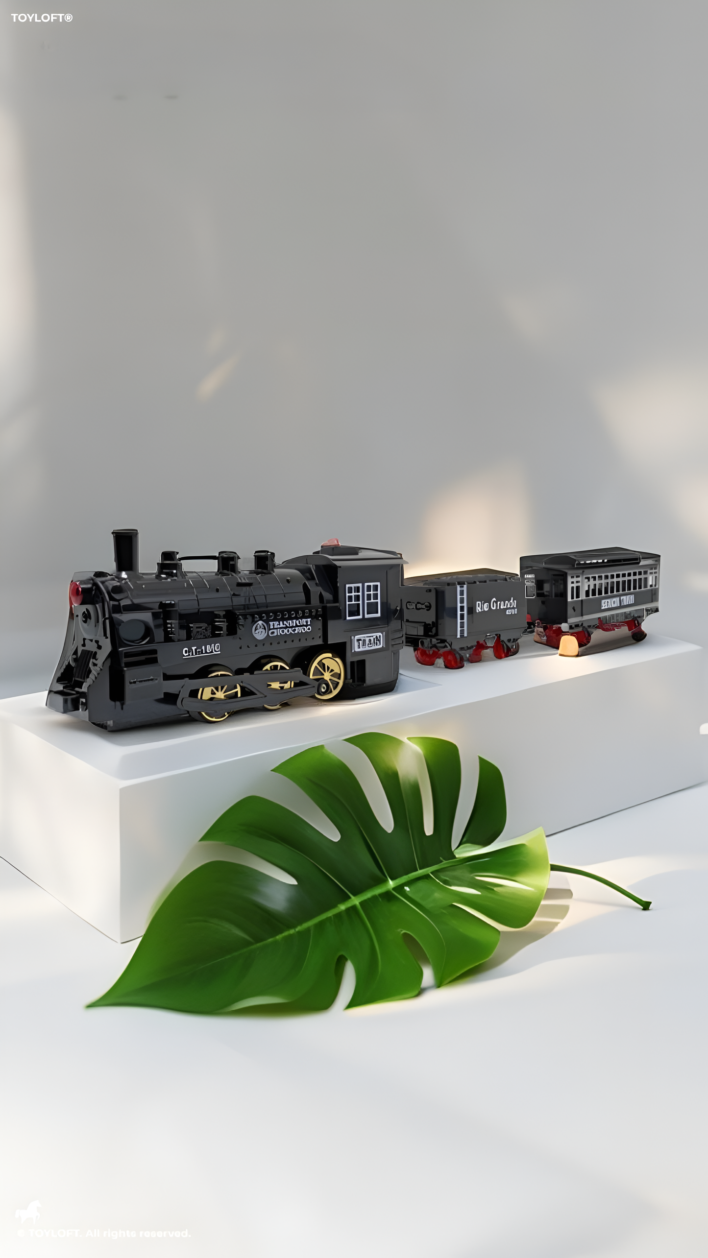 Retro Classic Steam Train Set - Battery Operated Locomotive, Coal Car & Passenger Coach NX15103.