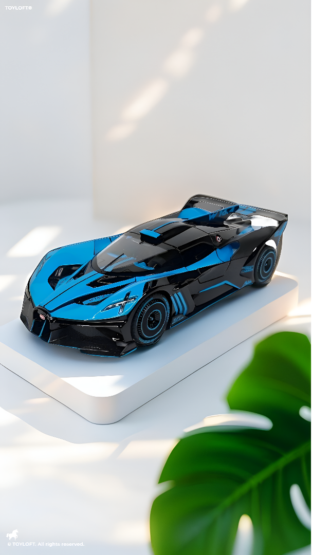 Bugatti Bolide Diecast Model Car – Blue Scale 1:24 With Smoke Zinc Alloy Diecast Car Collectible for Kids and Adults LMI15527