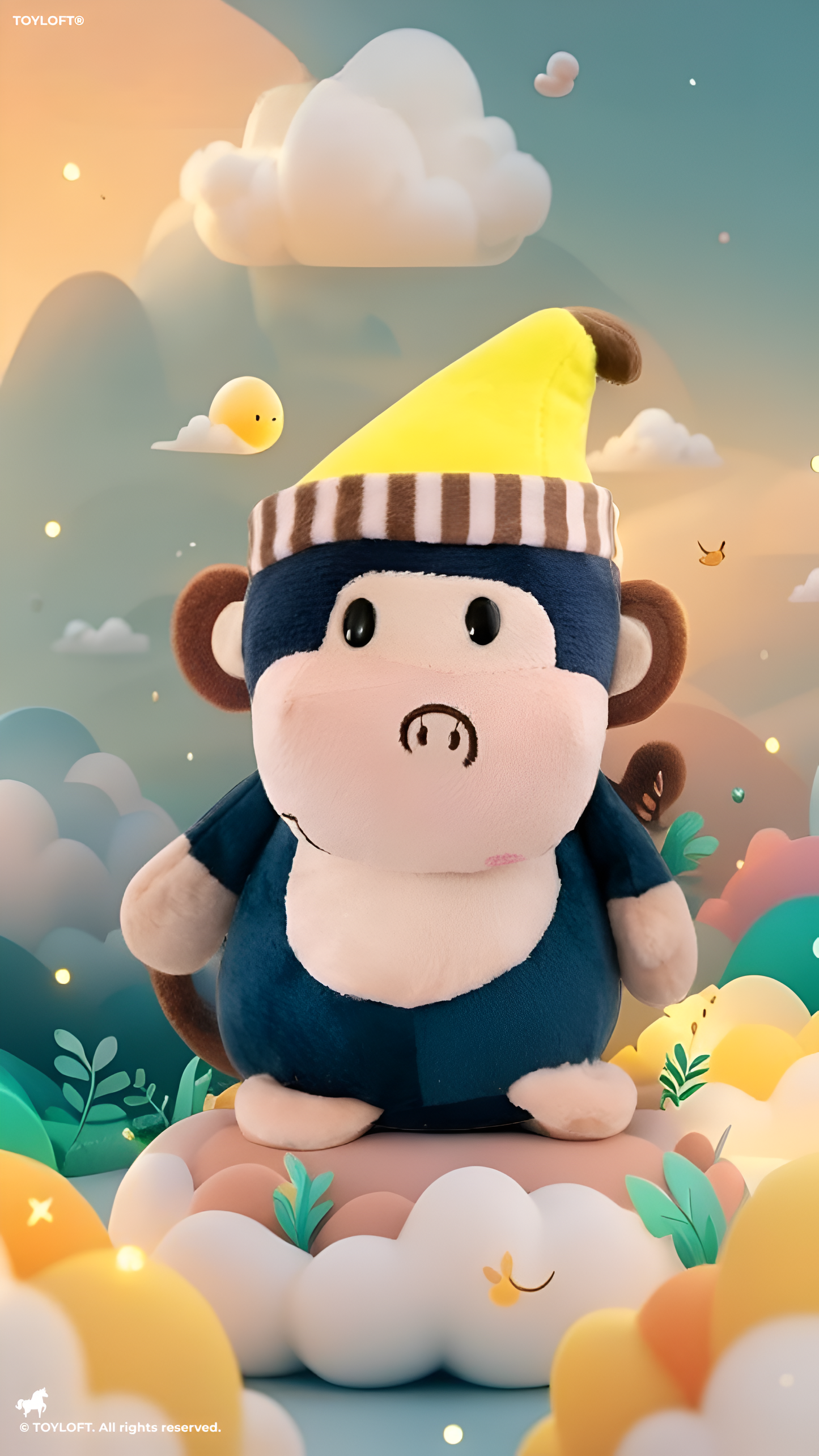 Monkey Plush Toy with Nightcap 7-Inch – Soft Stuffed Monkey Animal ST11920.