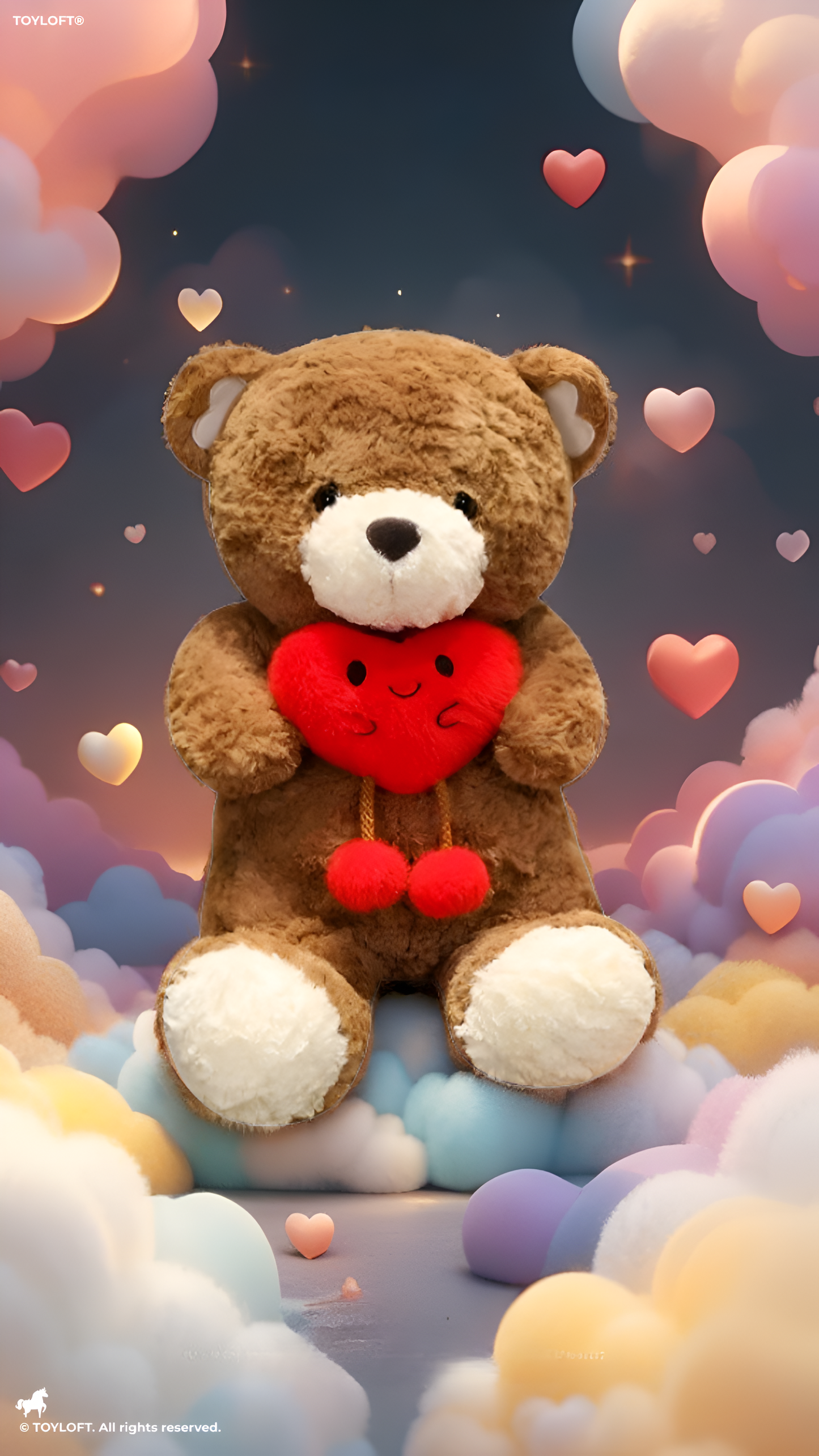 55cm Giant Brown Teddy Bear with Red Plush Heart ST13613.