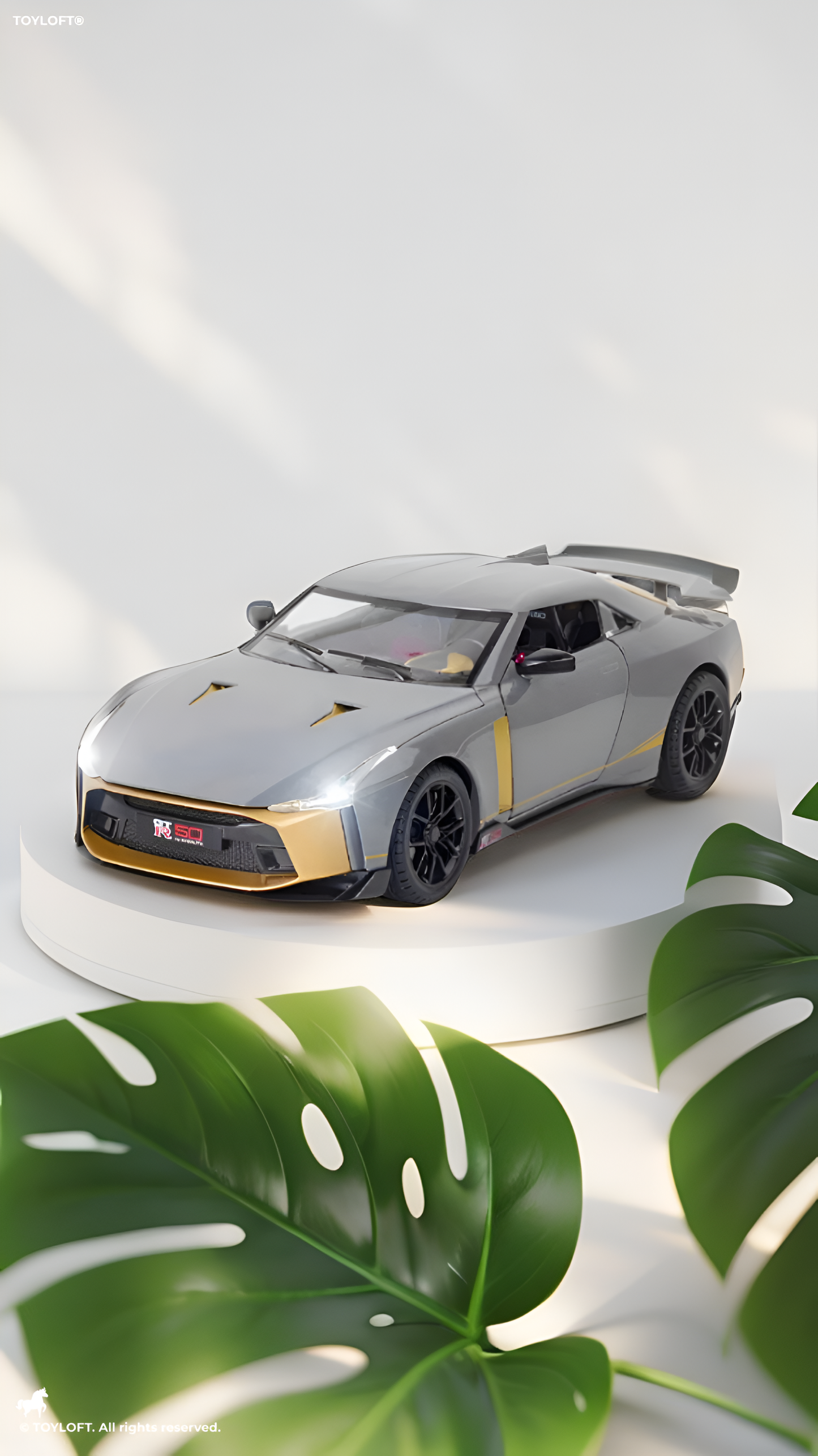 Nissan GT-R50 by Italdesign Diecast Model Car - 1/24 Scale Grey Special Edition - Collectible Toy Car with Pull-Back Action, Lights, and Sound - Perfect Gift for Car Enthusiasts LMI15124
