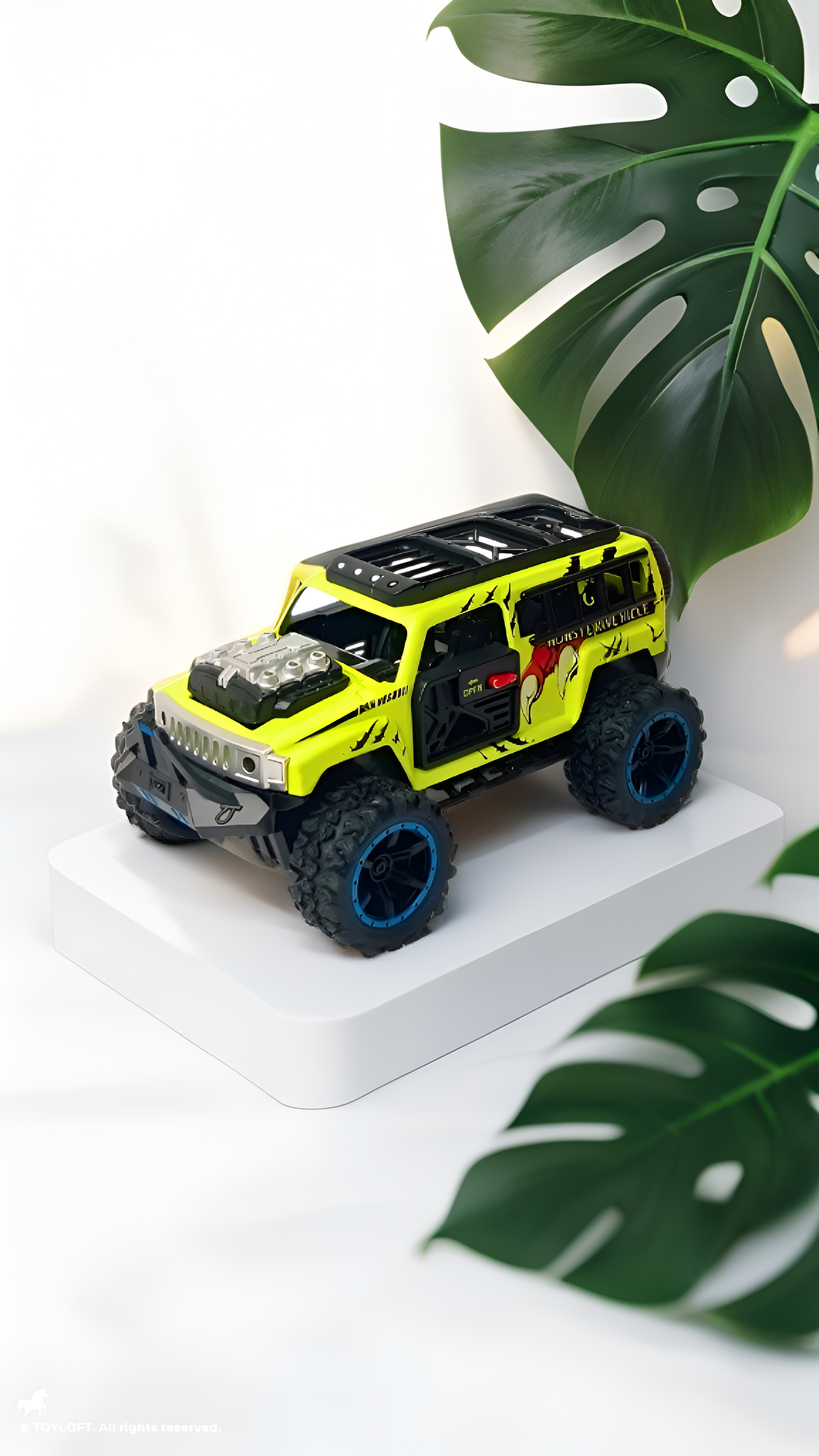 Monster Vehicle - Die-Cast Off-Road SUV Toy with Pull Back Action, Lights & Monster Engine Sound Lime Green LMI16430.