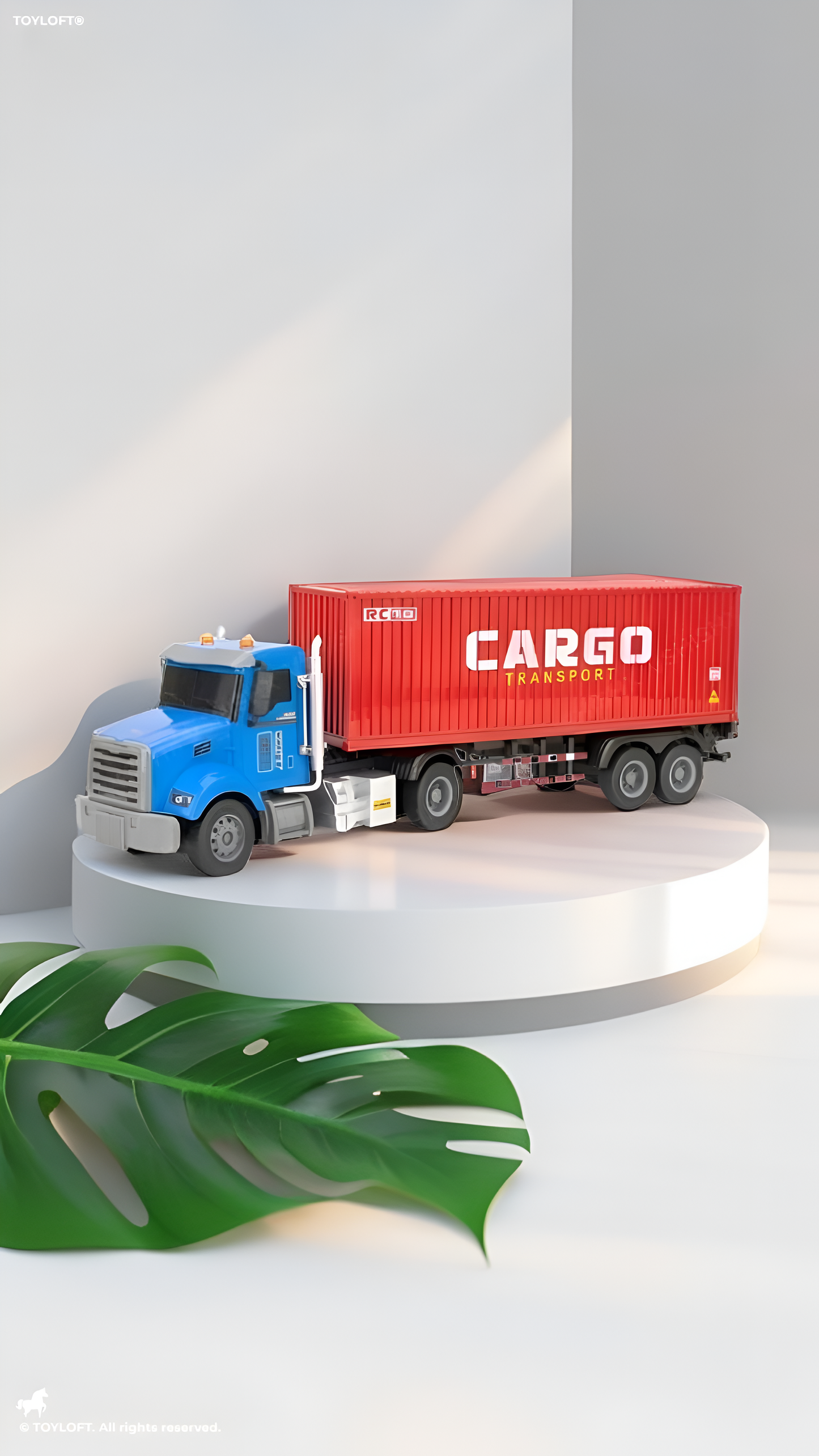 Remote Control Cargo Transport Semi Truck - 2.4GHz Remote Control Tractor Trailer with Lights Sound Rechargeable Battery Blue Red Freight Truck NX16585.