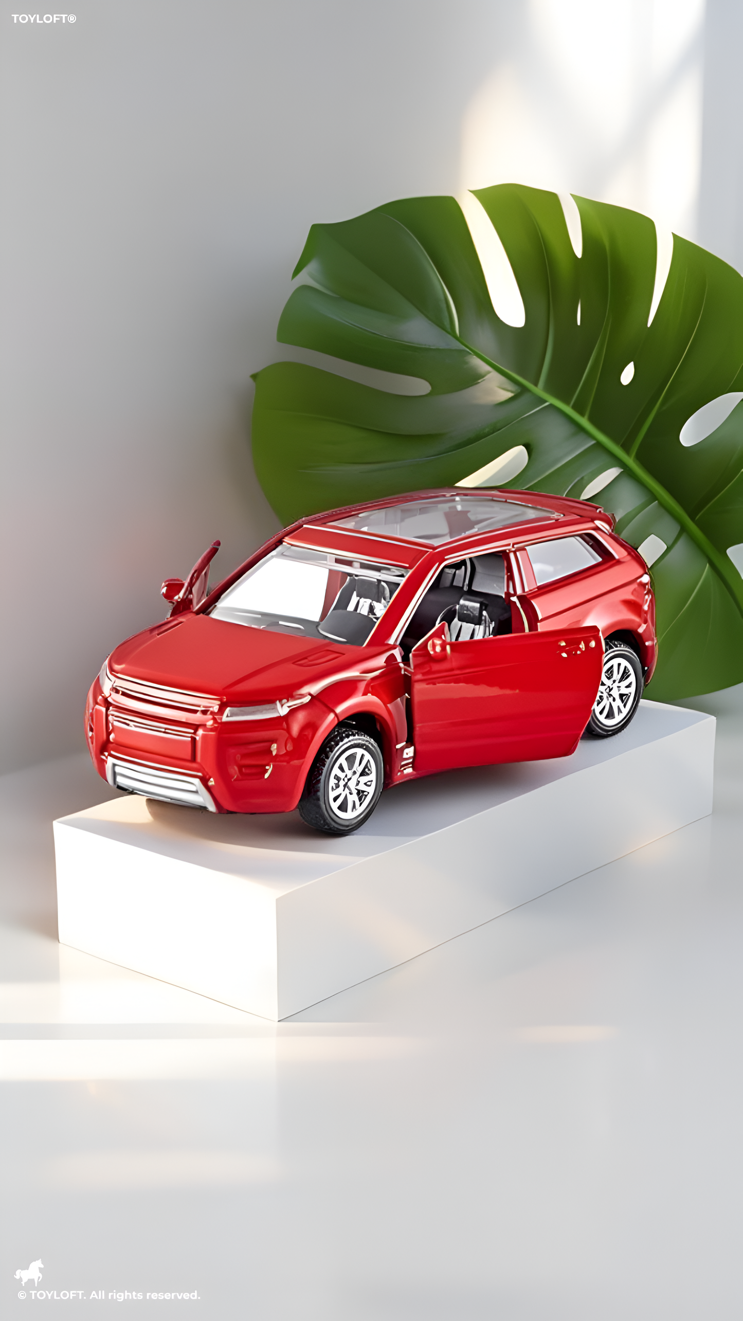 Die-Cast Model SUV Toy Cars -  1:32 Scale Set of 3 Pull-Back Vehicles with Opening Doors and Sunroof - White, Green, and Red TV1891