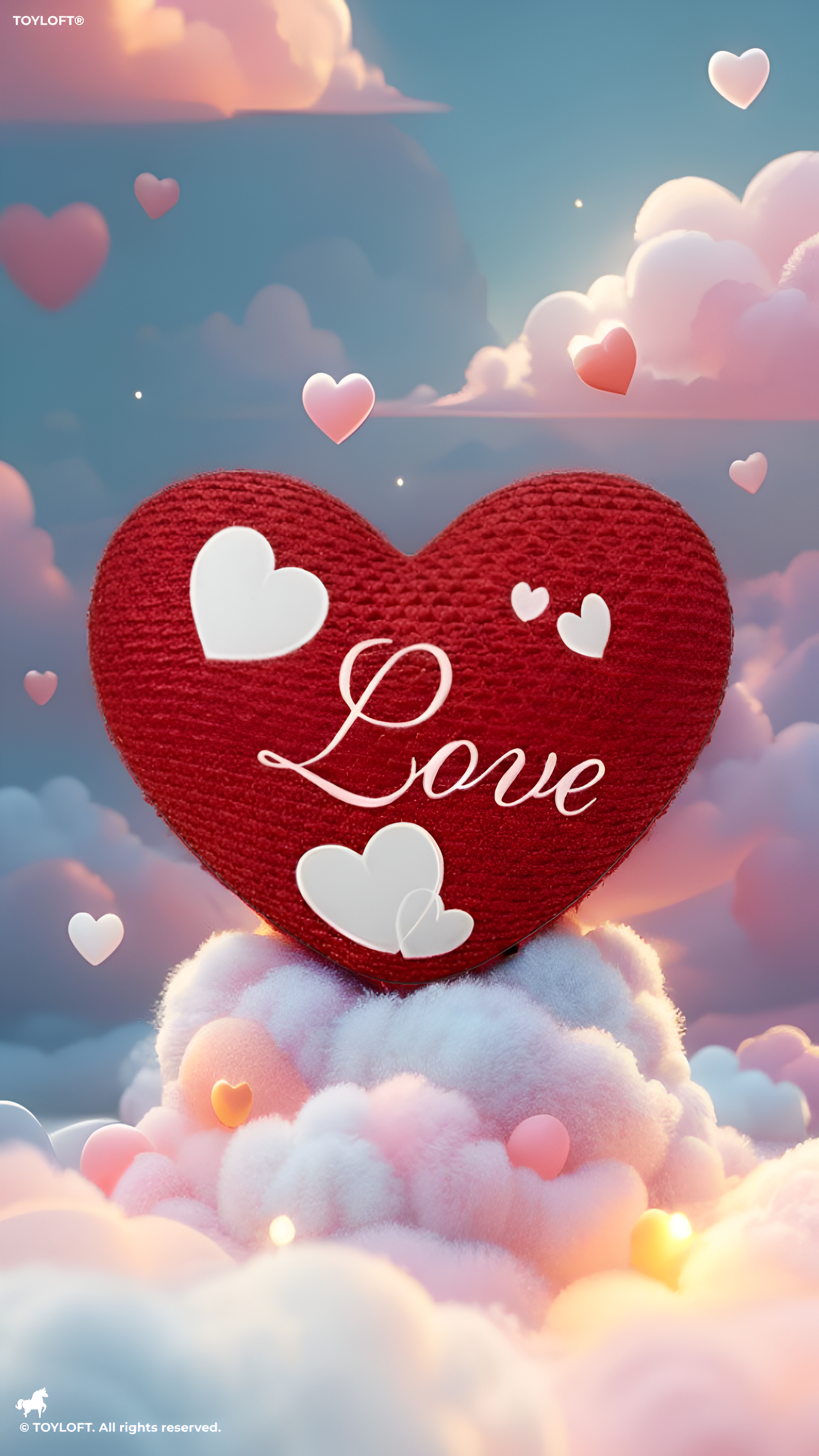 30cm Red Heart-Shaped Decorative Pillow - Soft Plush "Love" Cushion with Embroidered Hearts ST16415.