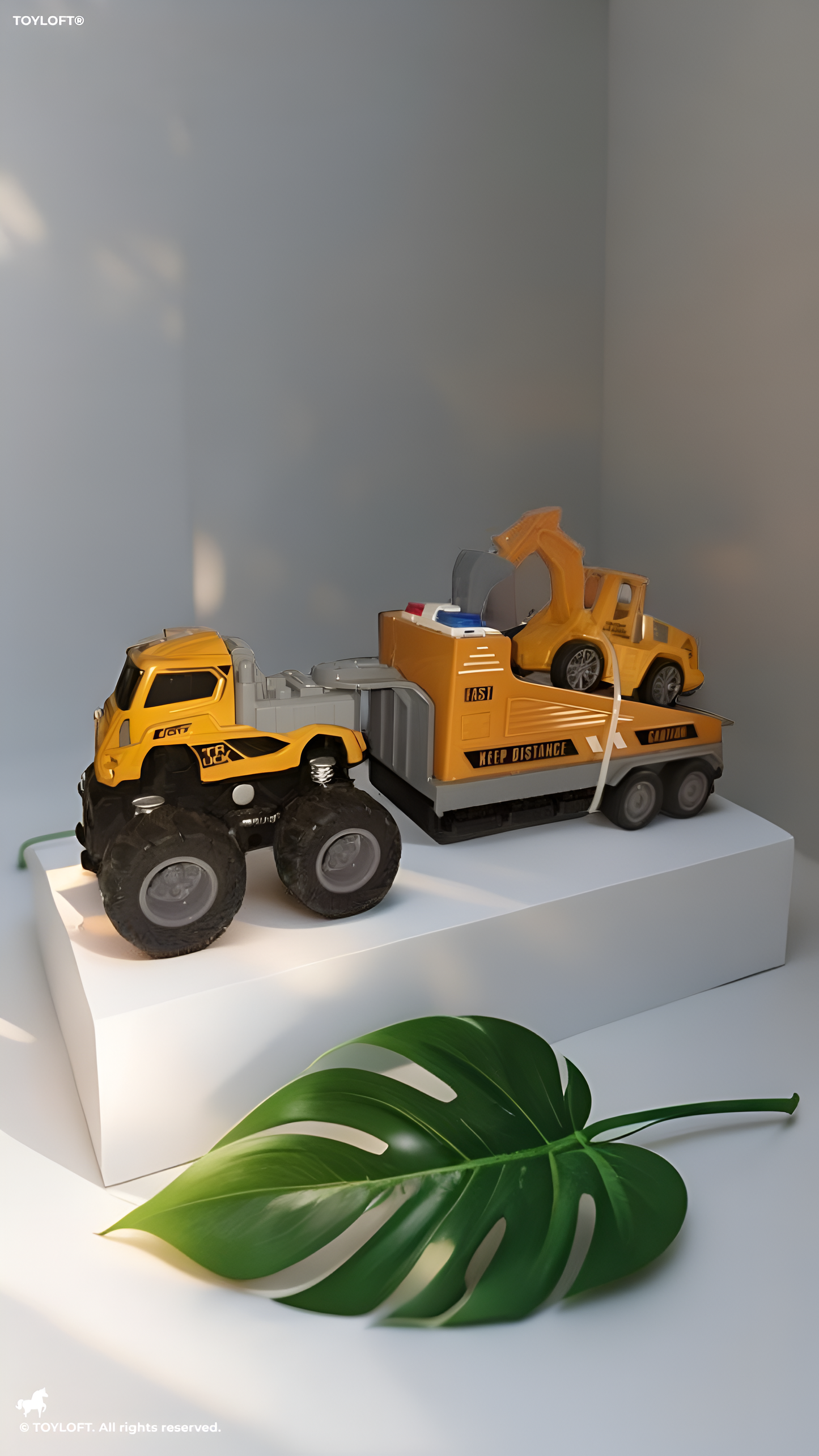 Construction Hauler – Friction Powered Construction Vehicle with Trailer for Kids NX12533.