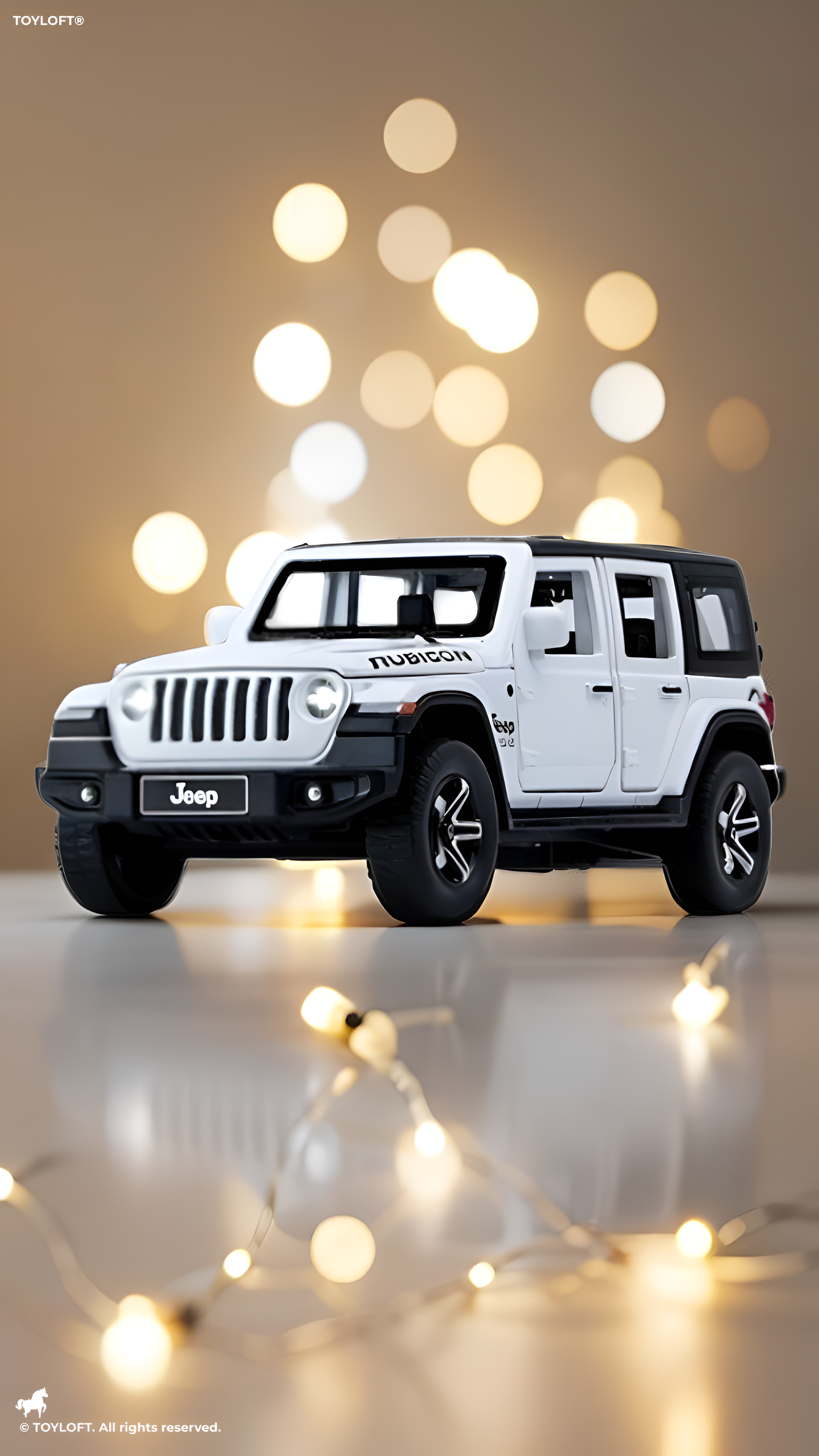 White Jeep Wrangler Rubicon Diecast Model – 1:32 Scale Miniature Toy Car for Kids & Collectors TV2471