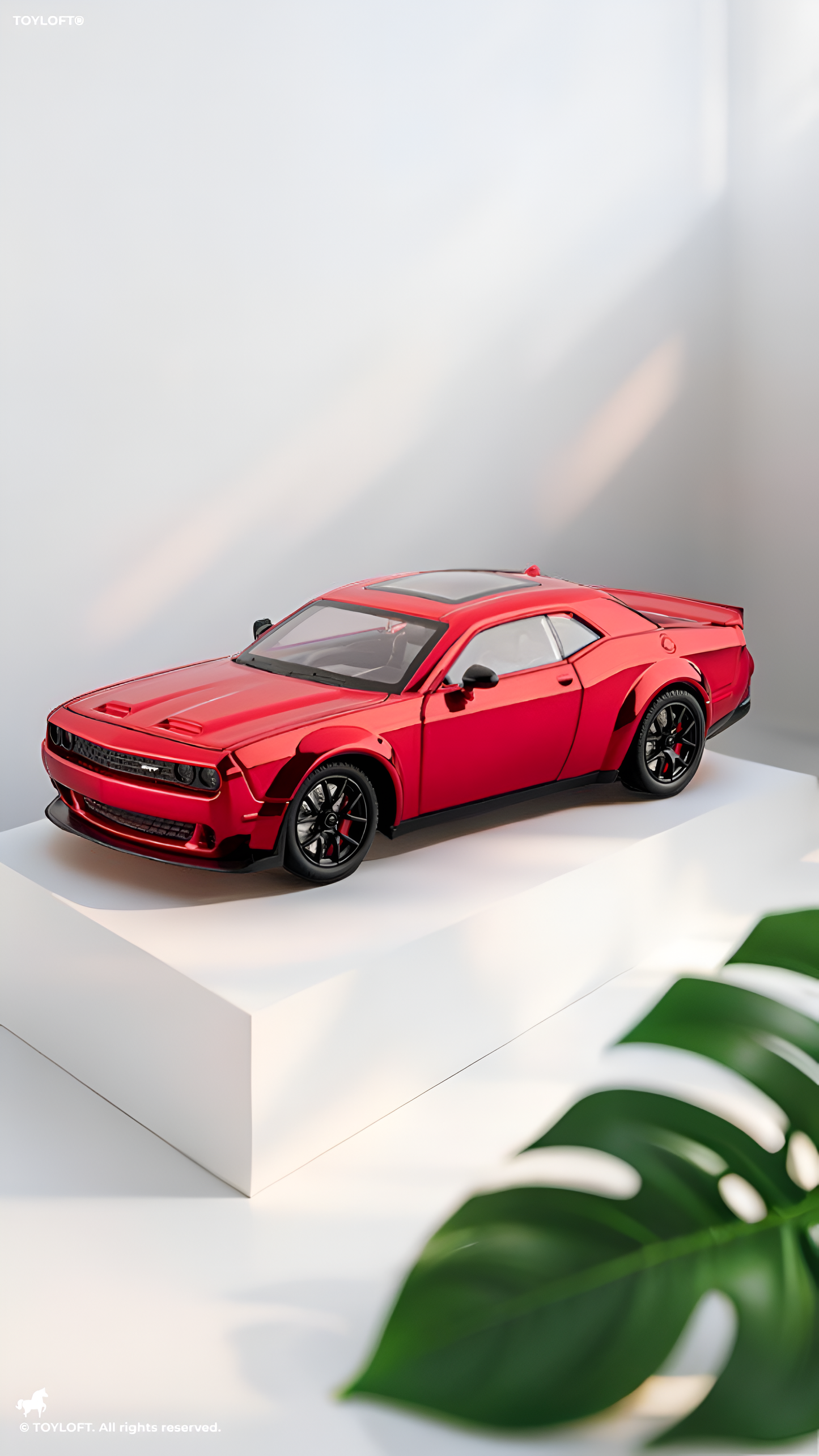 Dodge Challenger SRT Hellcat Model Car 1:24 Scale  – Iridescent Red Paint Finish | Diecast Collectible Muscle Car Replica TV6479