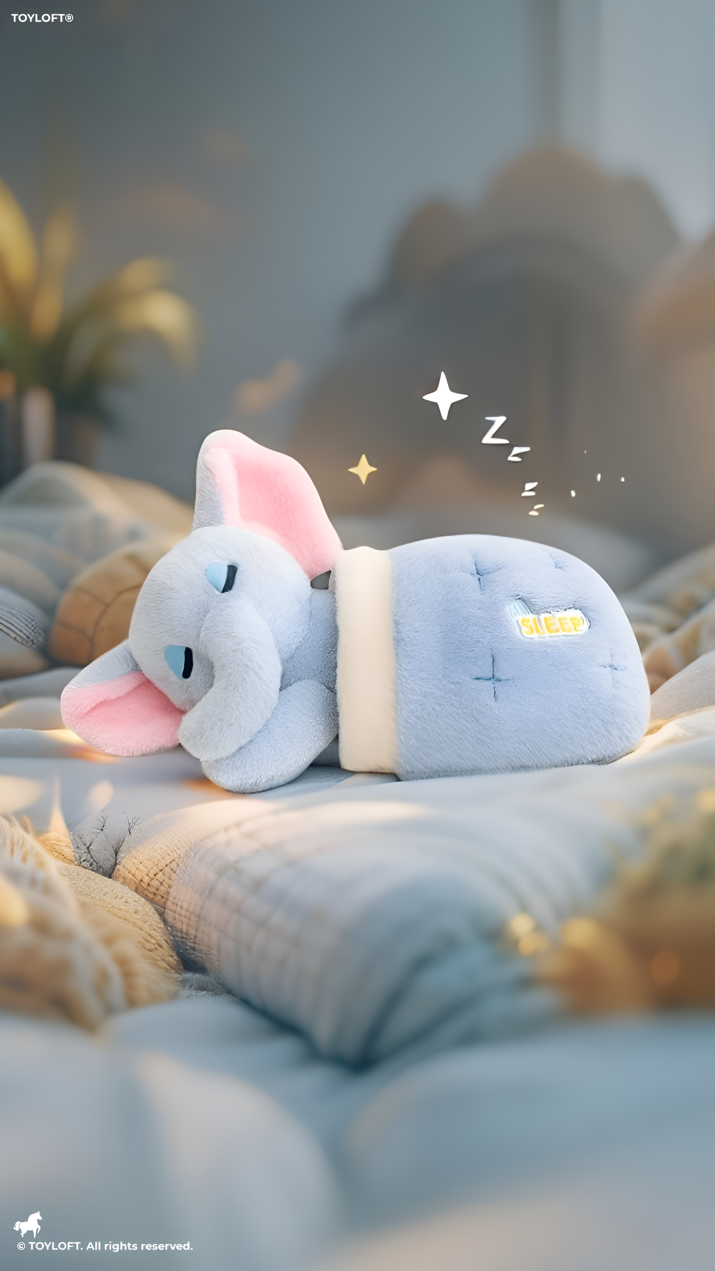 30cm Sleeping Elephant Plush Toy with Quilted Blanket ST15294.