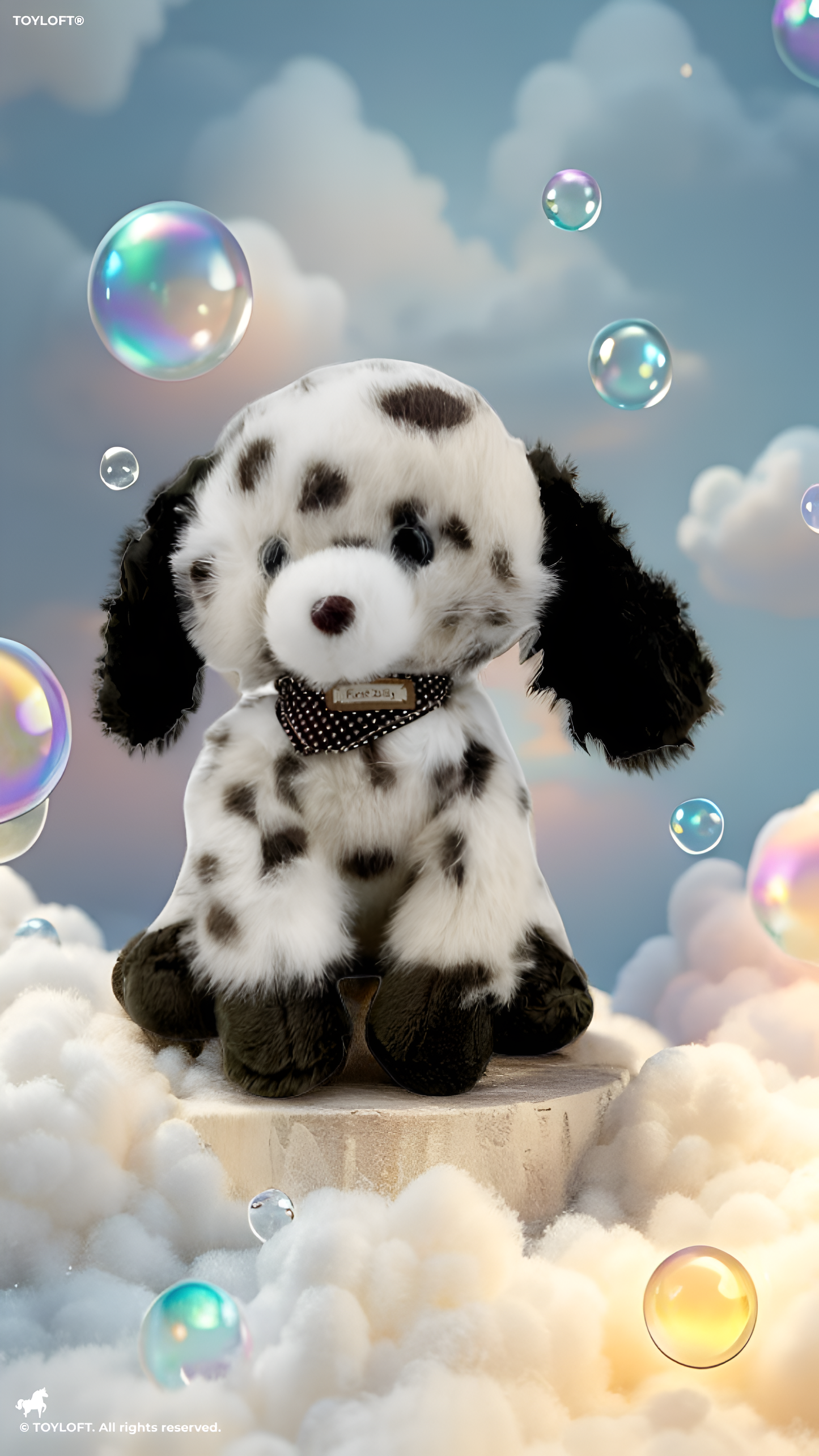 Realistic Dalmatian Puppy Plush – Soft Black & White Stuffed Dog ST15928.