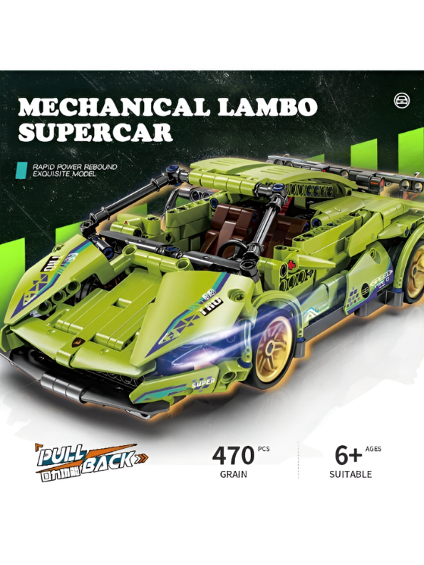SUPERCAR Green Building Block Set – STEM Mechanical Sports Car Model Kit MD62.