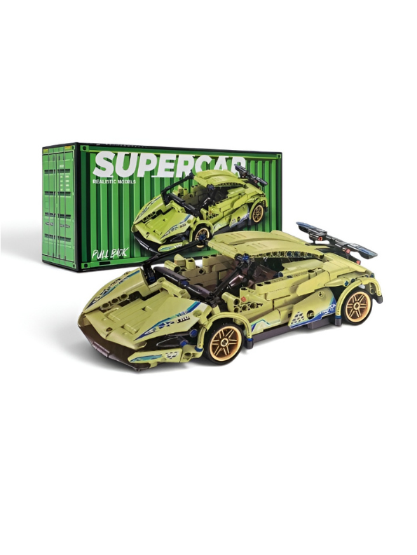 SUPERCAR Green Building Block Set – STEM Mechanical Sports Car Model Kit MD62.