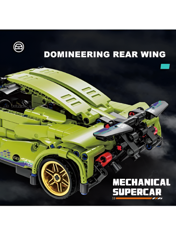 SUPERCAR Green Building Block Set – STEM Mechanical Sports Car Model Kit MD62.