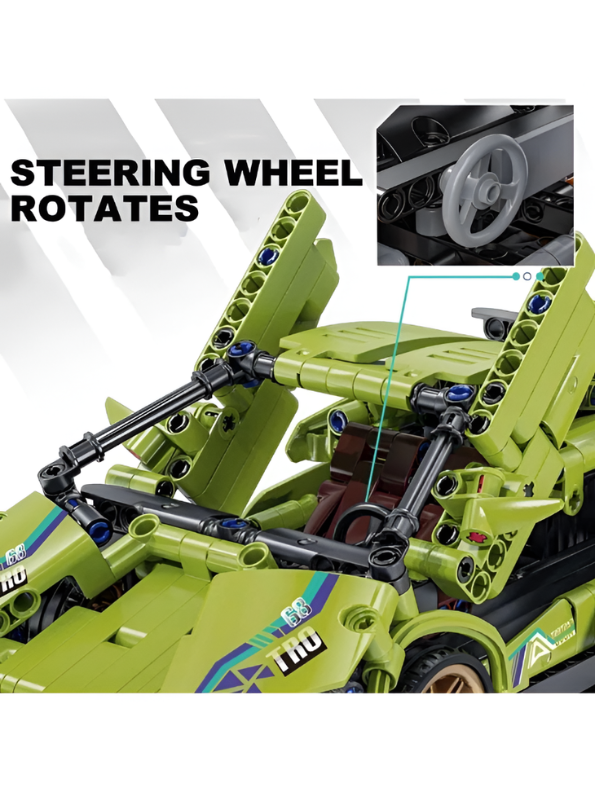 SUPERCAR Green Building Block Set – STEM Mechanical Sports Car Model Kit MD62.