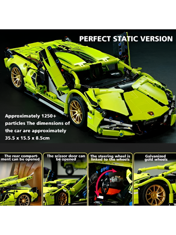 SUPERCAR Green Building Block Set – STEM Mechanical Sports Car Model Kit MD62.