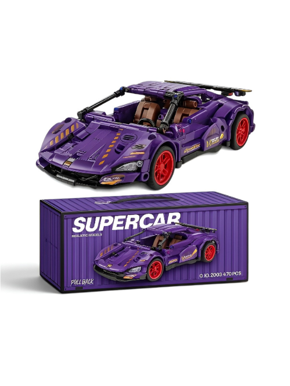SUPERCAR Purple Building Block Set – STEM Mechanical Sports Car Model Kit MD62.