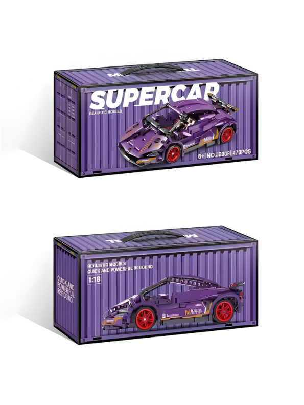 SUPERCAR Purple Building Block Set – STEM Mechanical Sports Car Model Kit MD62.