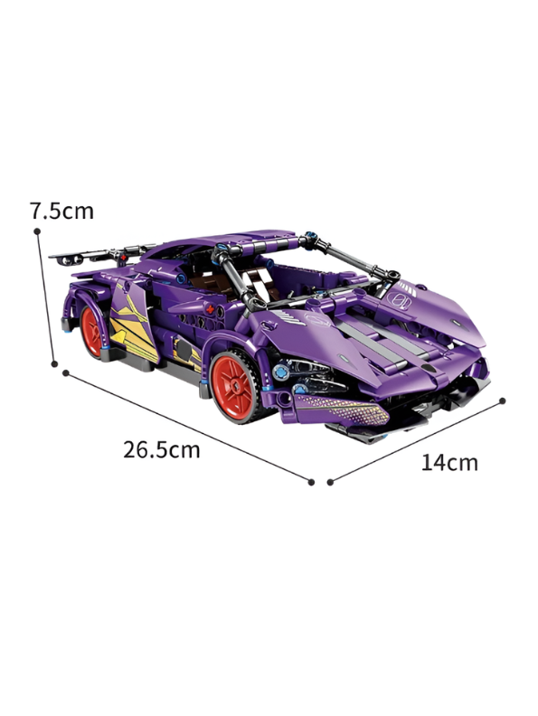 SUPERCAR Purple Building Block Set – STEM Mechanical Sports Car Model Kit MD62.