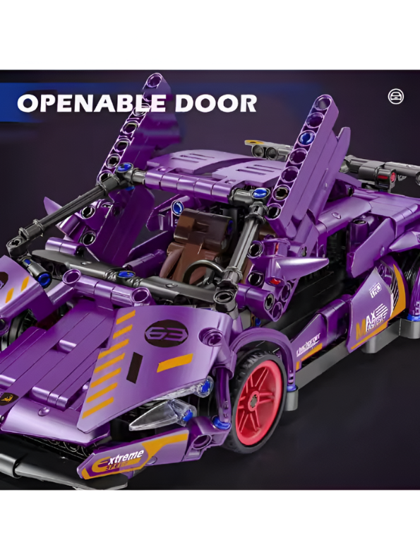 SUPERCAR Purple Building Block Set – STEM Mechanical Sports Car Model Kit MD62.