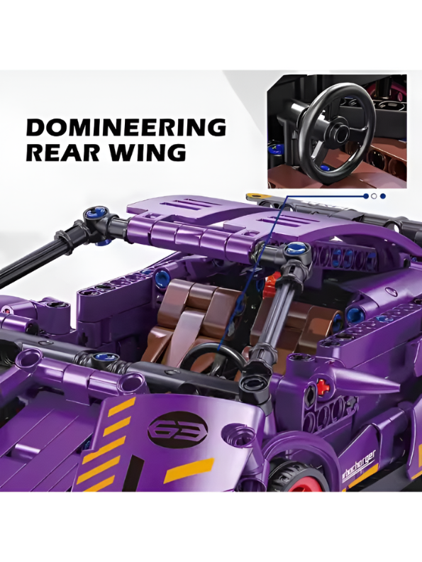 SUPERCAR Purple Building Block Set – STEM Mechanical Sports Car Model Kit MD62.