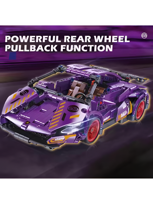 SUPERCAR Purple Building Block Set – STEM Mechanical Sports Car Model Kit MD62.