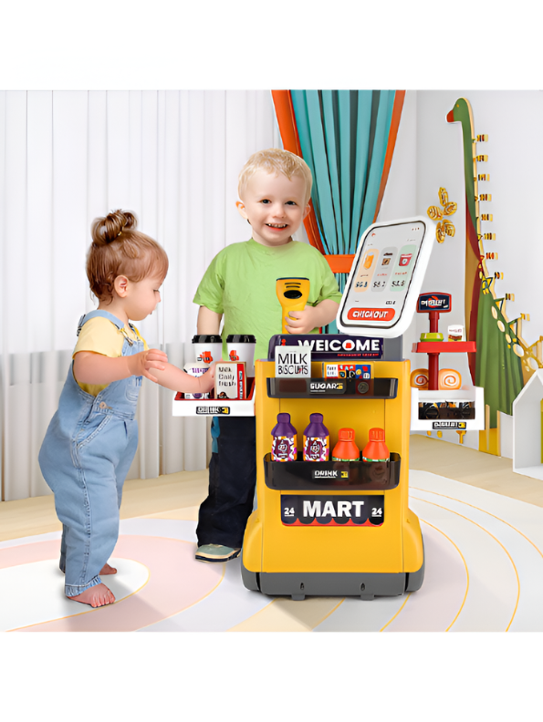 Interactive Kids Grocery Supermarket Playset – 48 PCS Pretend Play Checkout Counter Toy NX12409