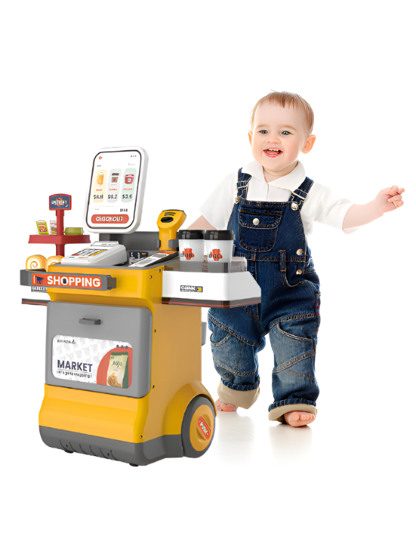 Interactive Kids Grocery Supermarket Playset – 48 PCS Pretend Play Checkout Counter Toy NX12409
