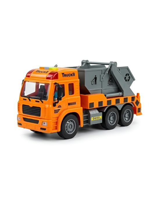 Sanitation Truck Toy – Friction Powered Construction & Recycling Vehicle Orange NX16771.