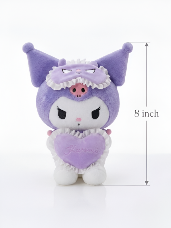 Sanrio Kuromi 8-Inch Plush Toy – Soft Stuffed Animal with Heart and Eye Mask ST16784