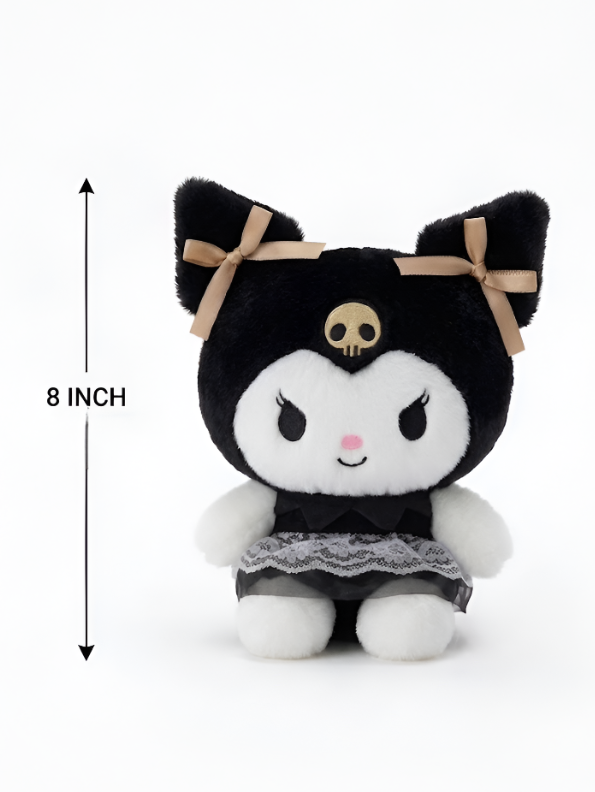 Sanrio Kuromi Plush Toy – 8-Inch Collectible Stuffed Animal with Lace Dress & Bows ST13979